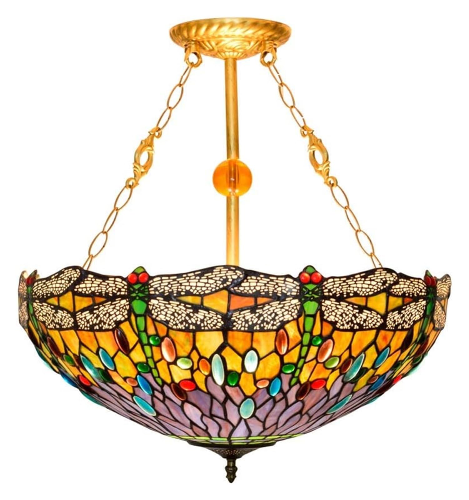 METTEOR Ceiling Lamp Ceiling Stained Glass Chandelier European Tiffany Yellow Enamel Stained Glass Pendent Lamp Restaurant Bedroom Chandelier Art Ba