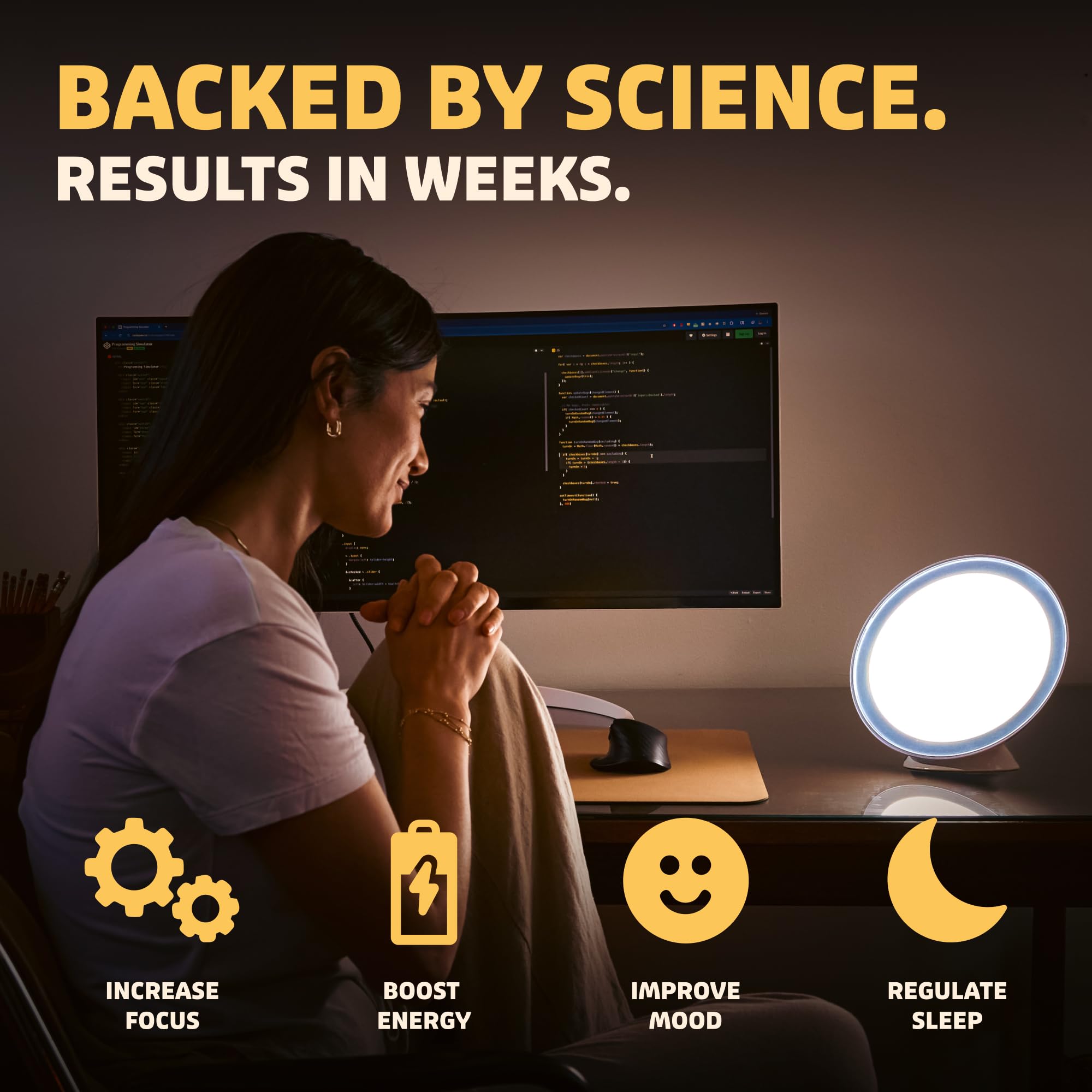 Circadian Optics Lampu - Lámpara de terapia de luz brillante | Como se ve en Shark Tank | Potente brillo de 10.000 LUX | Color de 5500 K imita el sol del mediodía | Rayos de espectro completo | Mejora