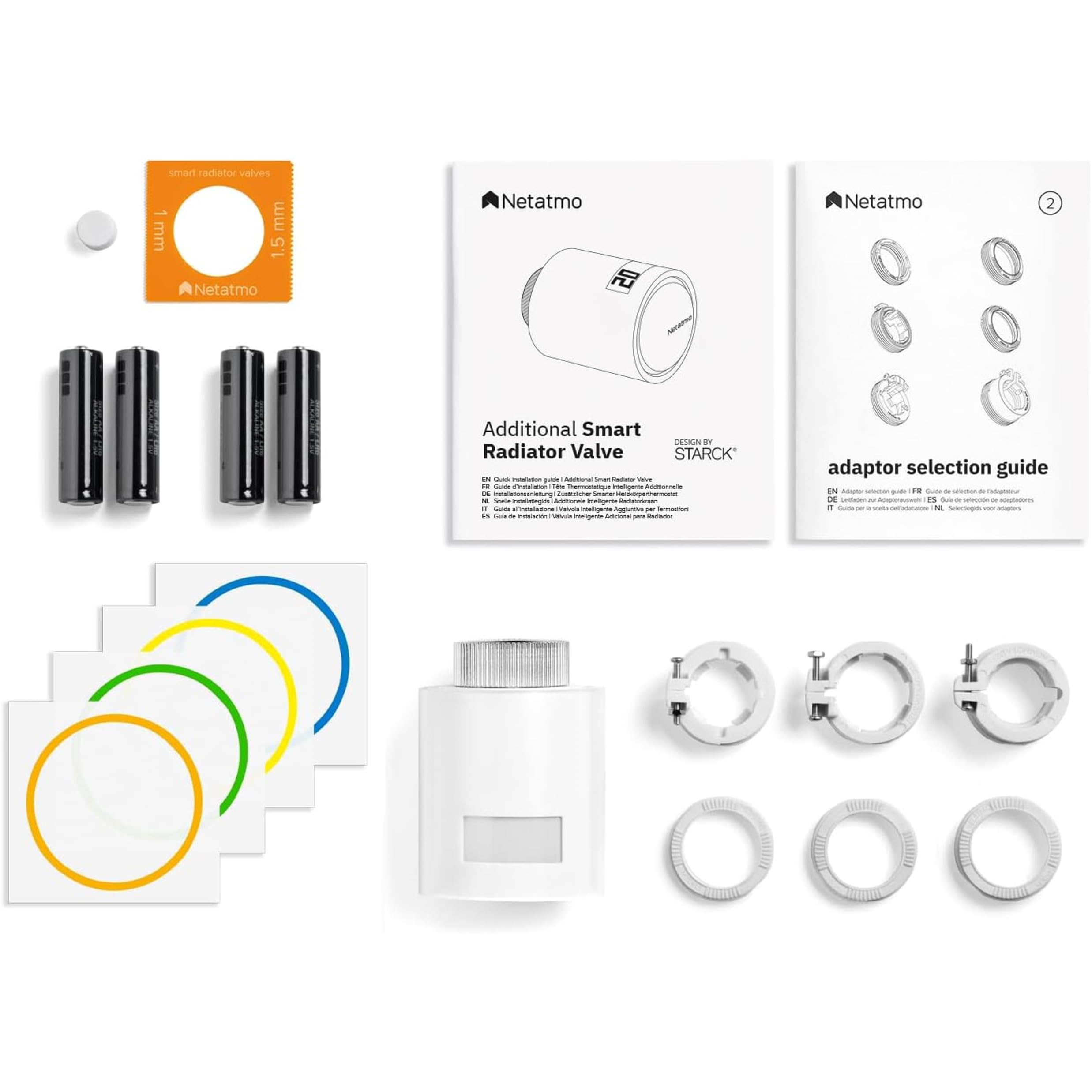 Netatmo Tête Thermostatique Connectée et Intelligente - Contrôle à Distance - Économie d'énergie - Accessoire pour Le Thermostat Intelligent et pour Le Pack pour Chauffage collectif, NAV -AMZ