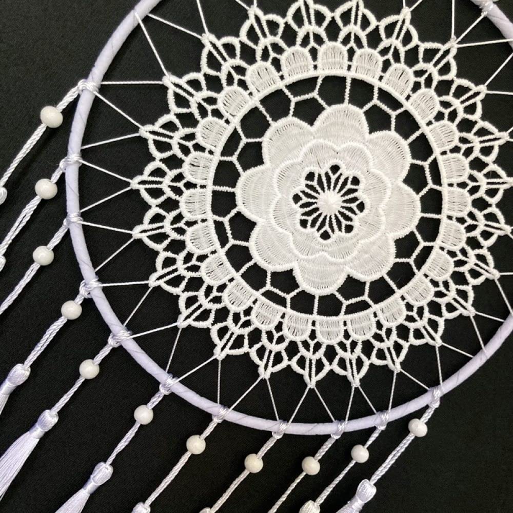 AUNMAS Acchiappasogni Bianco Fatto A Mano – Moderno E Semplice, Decorazione Da Parete Con Anello In Ferro E Piume – 20,5 Cm
