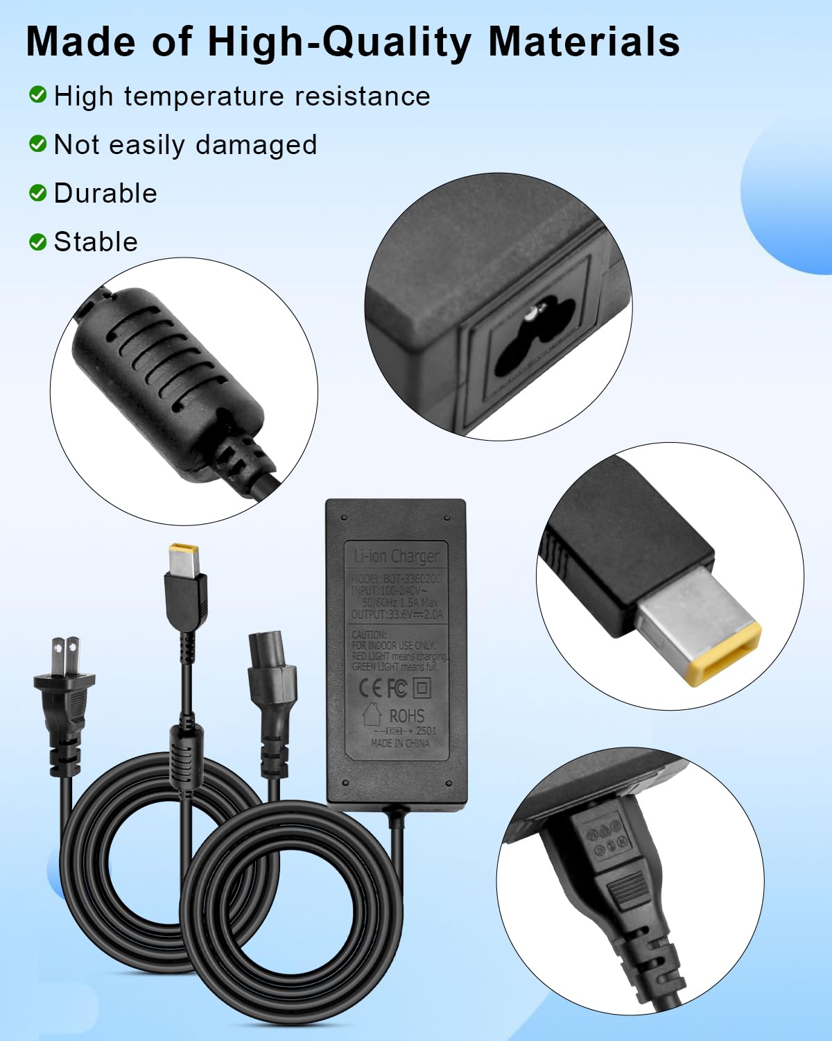 Electric Scooter Charger Compatible with Unagi Model One E350 E500 Scooter, 33.6V 2A