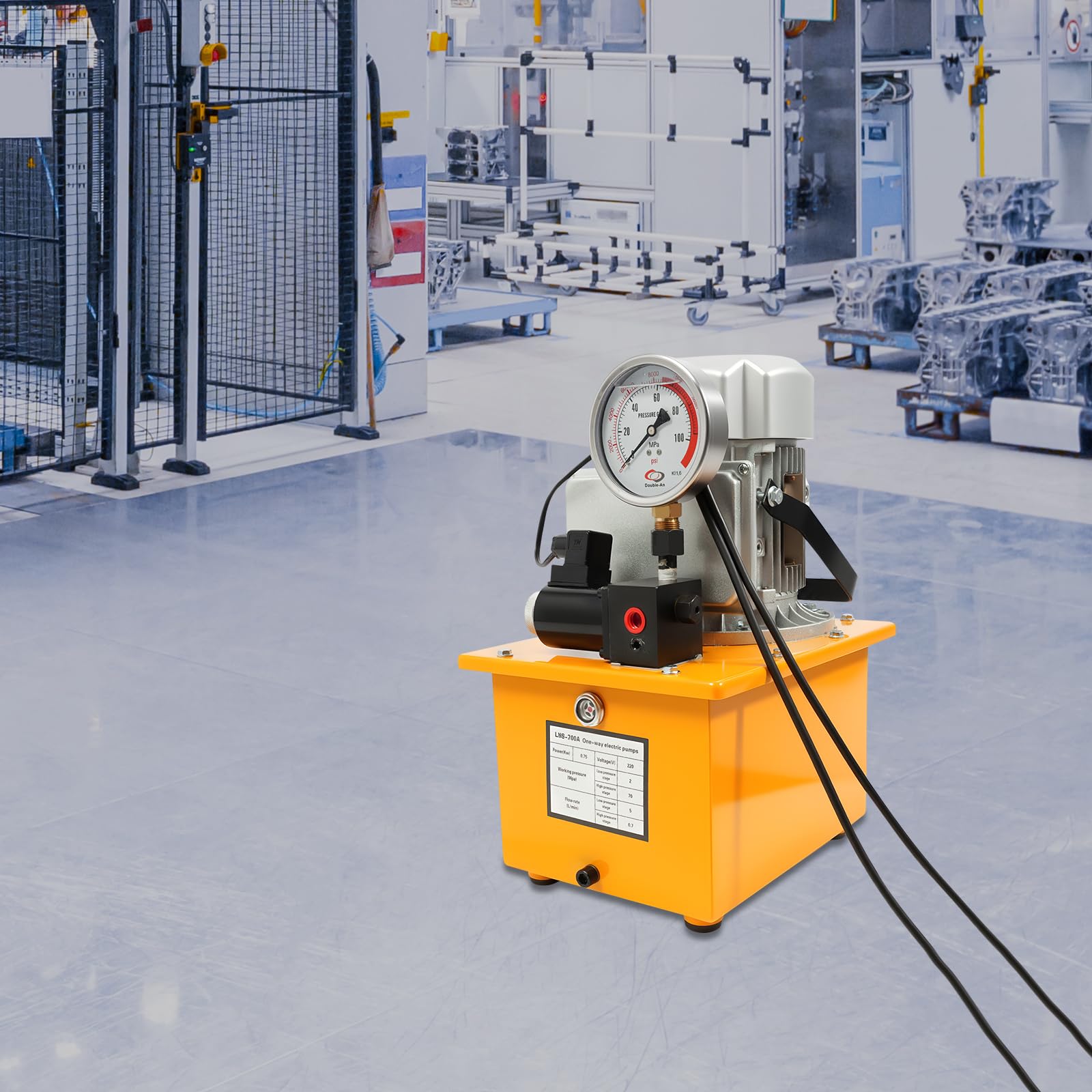 Pompa idraulica elettrica con elettrovalvola, 750 W, 220 V, serbatoio 7 l, 1400 giri/min, pressione di esercizio 2-70 MPa, pompa dell'olio per industria ingegneria meccanica, officina manutenzione