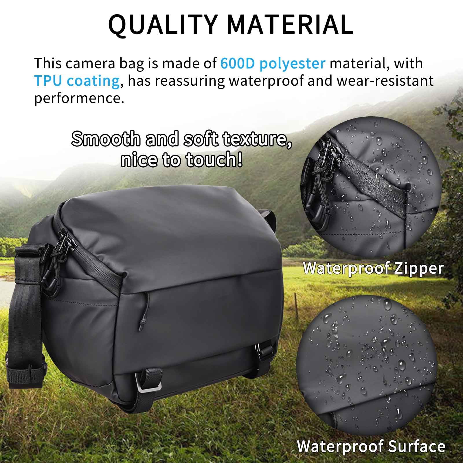 INNOREL CB0612 Borsa a tracolla per fotocamera,Borse impermeabili da viaggio per fotocamere DSLR/SLR/Mirrorless A tracolla per fotografi con supporto per treppiede e inserti modulari rimovibili,Verde