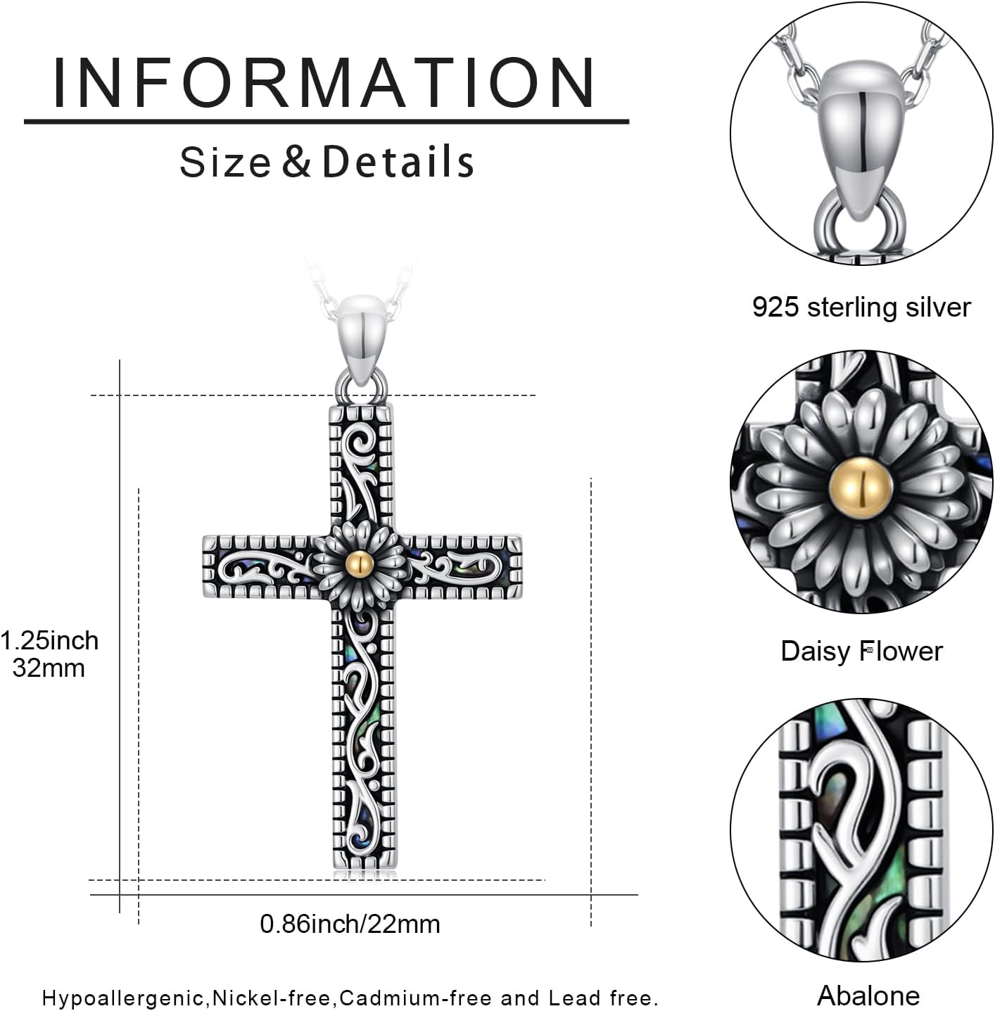 Cross Necklace for Women 925 Sterling Silver Cross Sunflower/Rose/Hibiscus/Plumeria/Daisy/Lily/Butterfly/Star of David Pendant Jewelry Gifts for Wife Girlfriend Daughter - Image 4