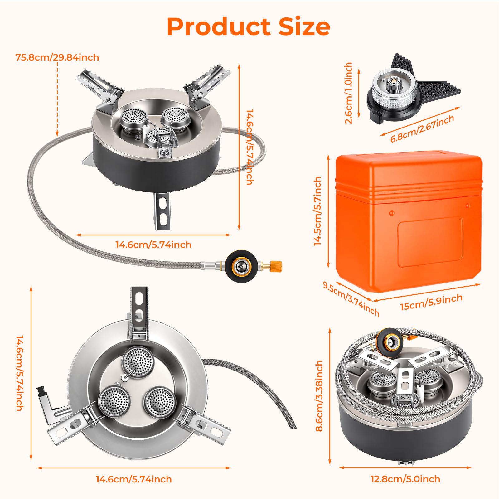 Réchaud Gaz Camping Portable 4000W, Réchaud Camping Gaz Pliable avec Allumage Piezo, Réchaud Gaz Bivouac Léger avec Boîte de Rangement pour Camping, Randonnée, Pique-nique et Pêche