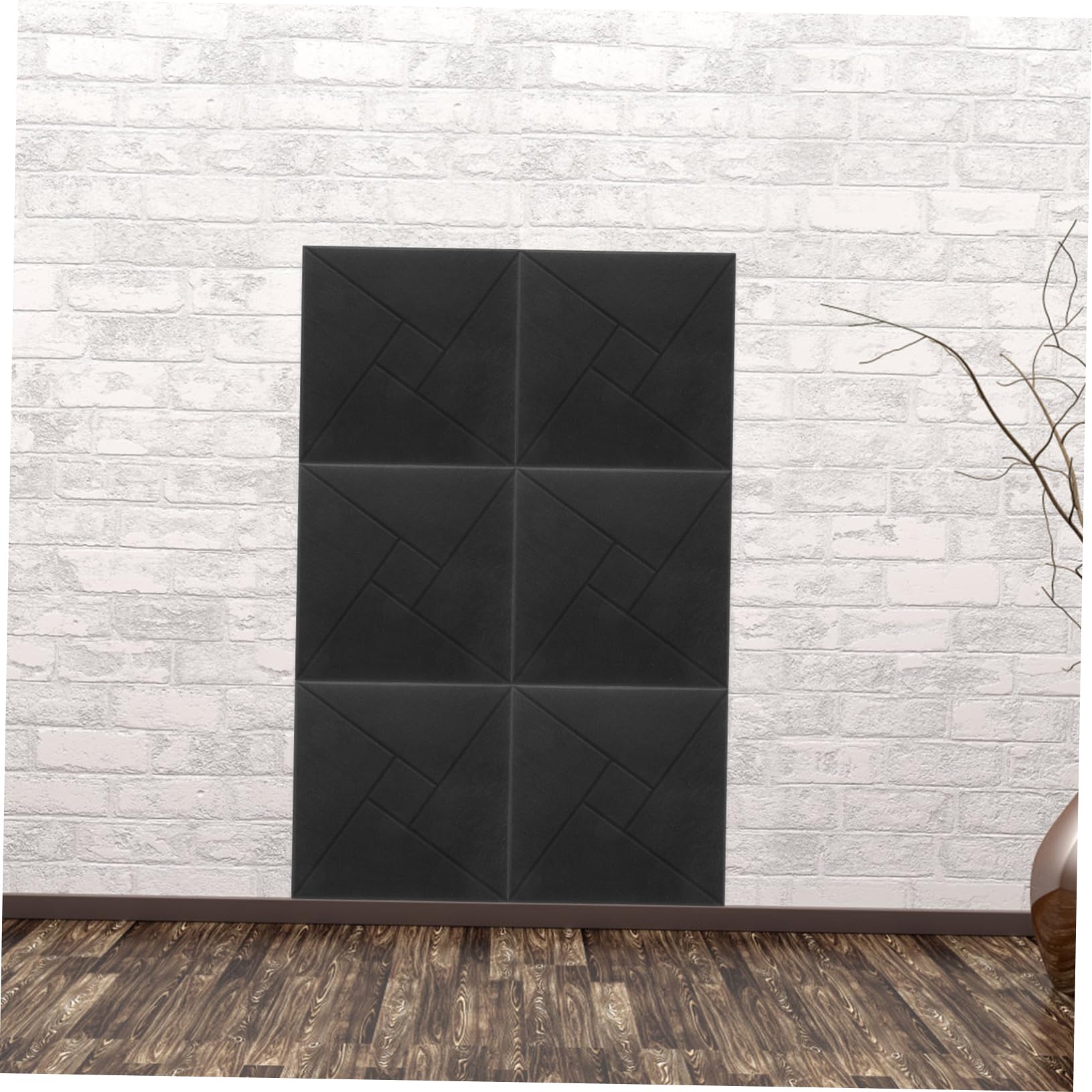 Panneau Acoustique Auto Adhésif Noir 6 Pièces en Fibre de Polyester
