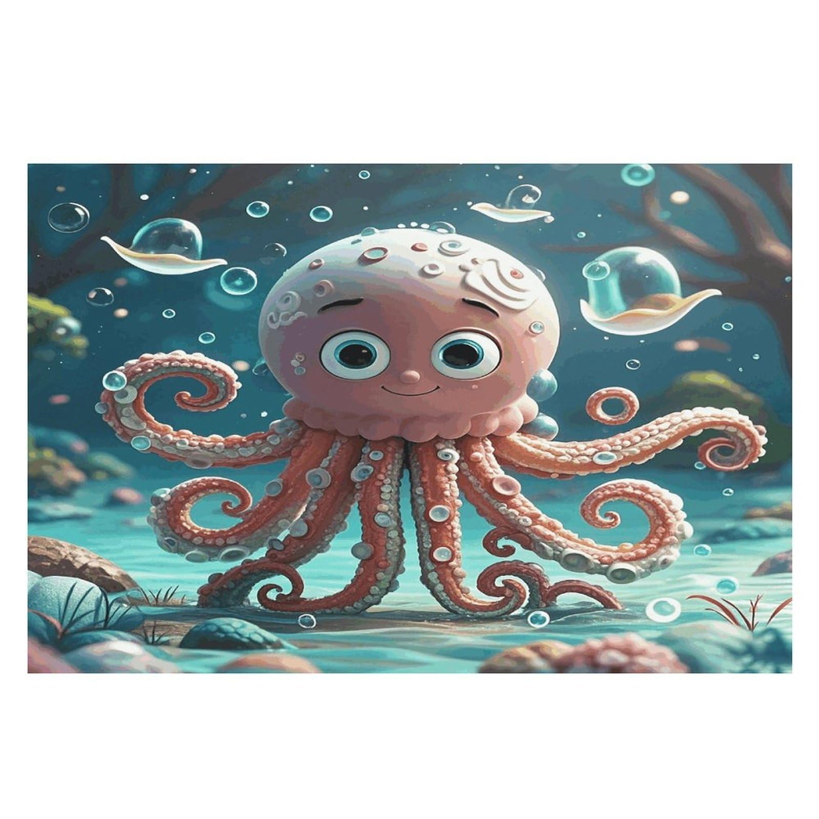 Cartoon Octopus Placemats Heat Resistant Non-Slip Place Mats Washable Wipeable Table Mat Kitchen Dining Table Decoration Placemats Indoor Outdoor Place Mats 17.7’’×11.8’’