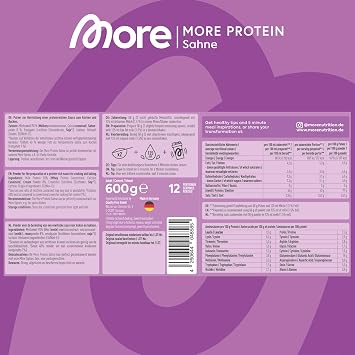 More Protein Milkshake, Cream, 600 g, 1.32 lbs, 12 Servings