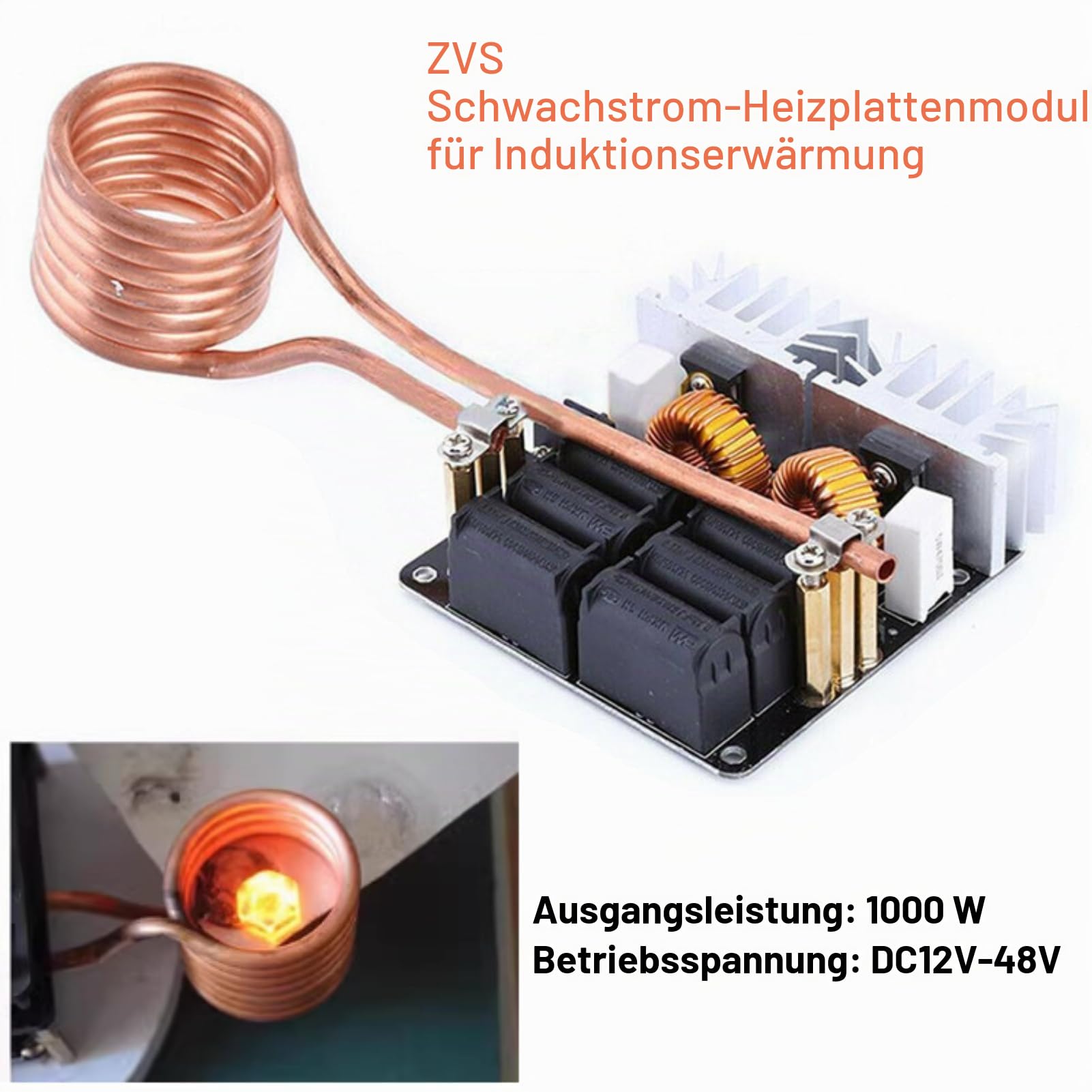 1000W ZVS Niederspannungs-Induktions-Induktionsheizspulen-Kit Induktionsheizmodul Heizplatinenmodul Flyback-Treiberheizung DIY