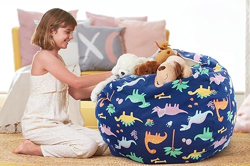 Miniatura 183 de Aubliss - Funda para organizar juguetes de felpa, se convierte en un puf cuando se rellena Se convierte en un puf para niños cuando está lleno. Aqua