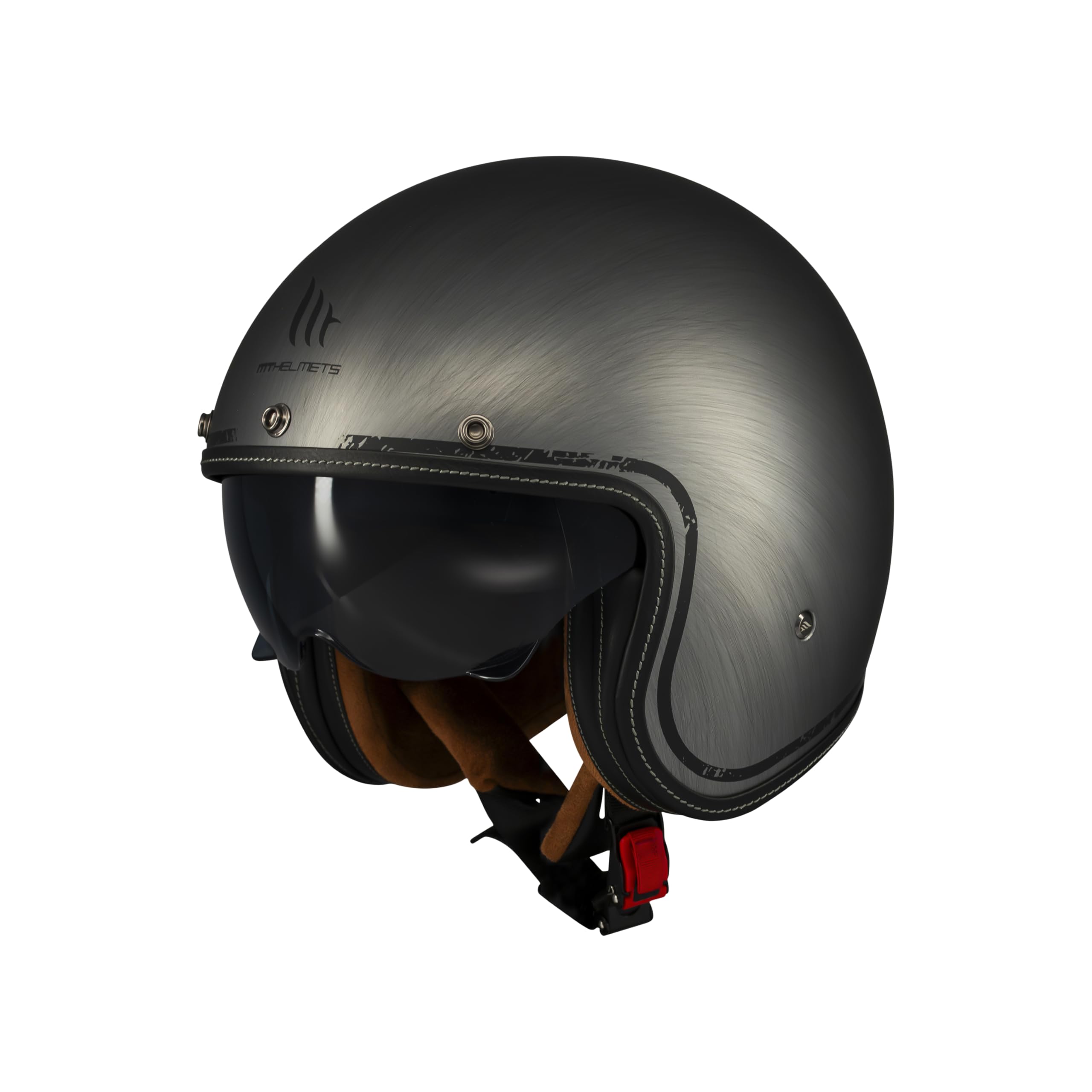 MT Helmets Le Mans 2 SV – Casco Moto Jet Vintage con Detalles en Cuero, Visor Solar Retráctil Full Vision, Interior Lavable y Calota HIRP | Homologado ECE 22.06 & DOT