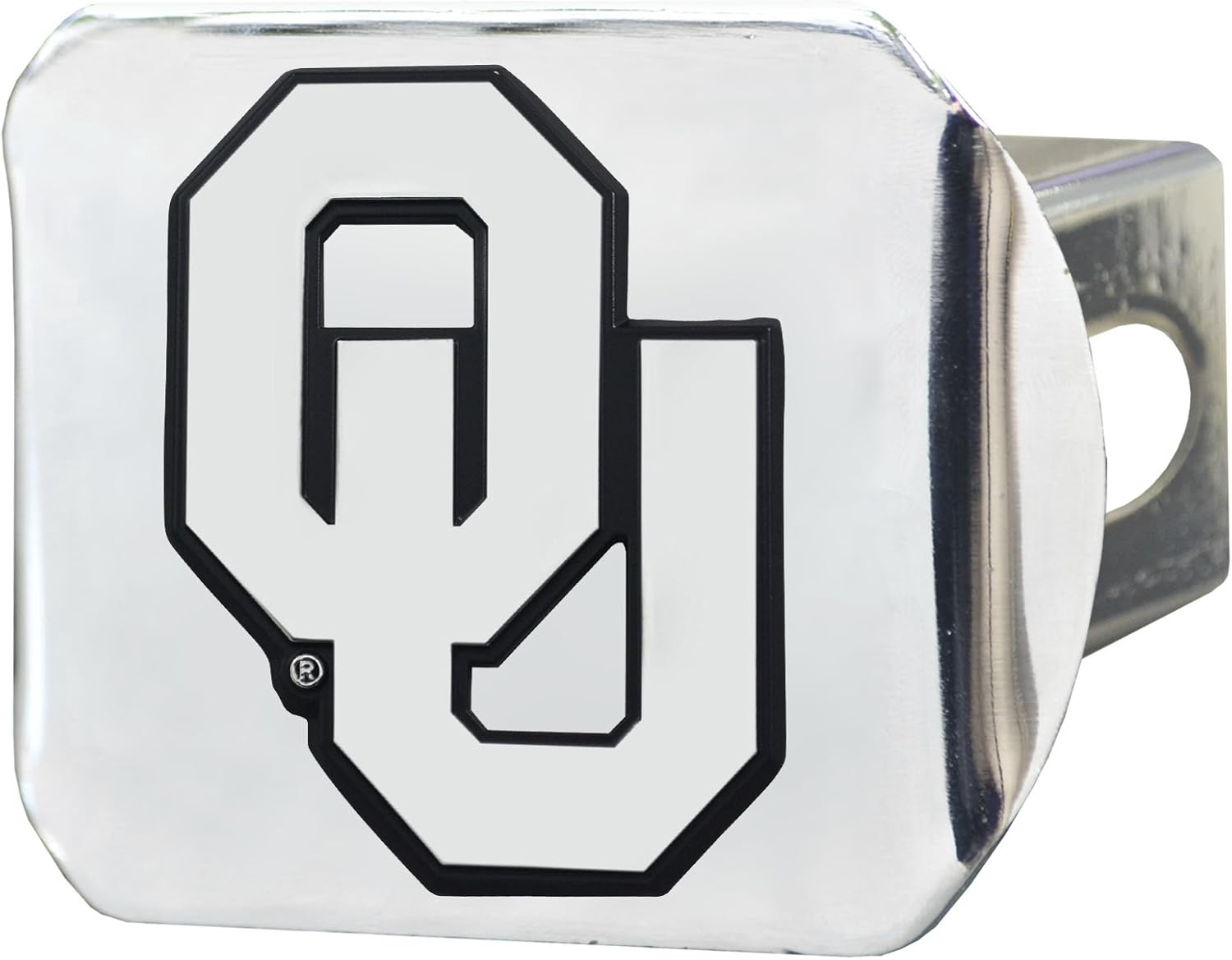 FANMATS 15067 Oklahoma Sooners Chrome Metal Hitch Cover with Chrome Metal 3D Emblem