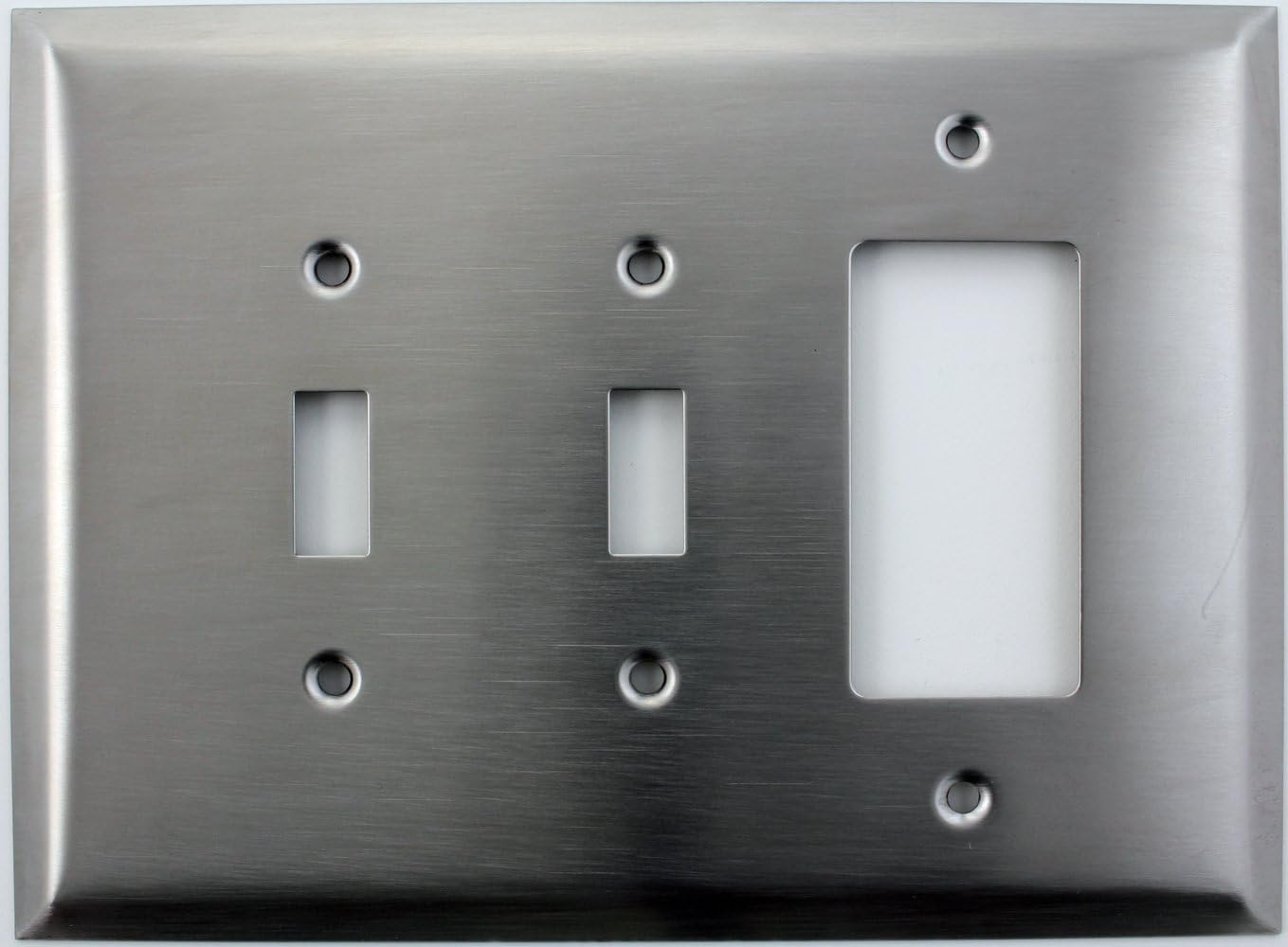 Over Sized Jumbo Satin Stainless Steel 3 Gang Switch Plate - 2 Toggle Light Switches 1 GFI/Rocker