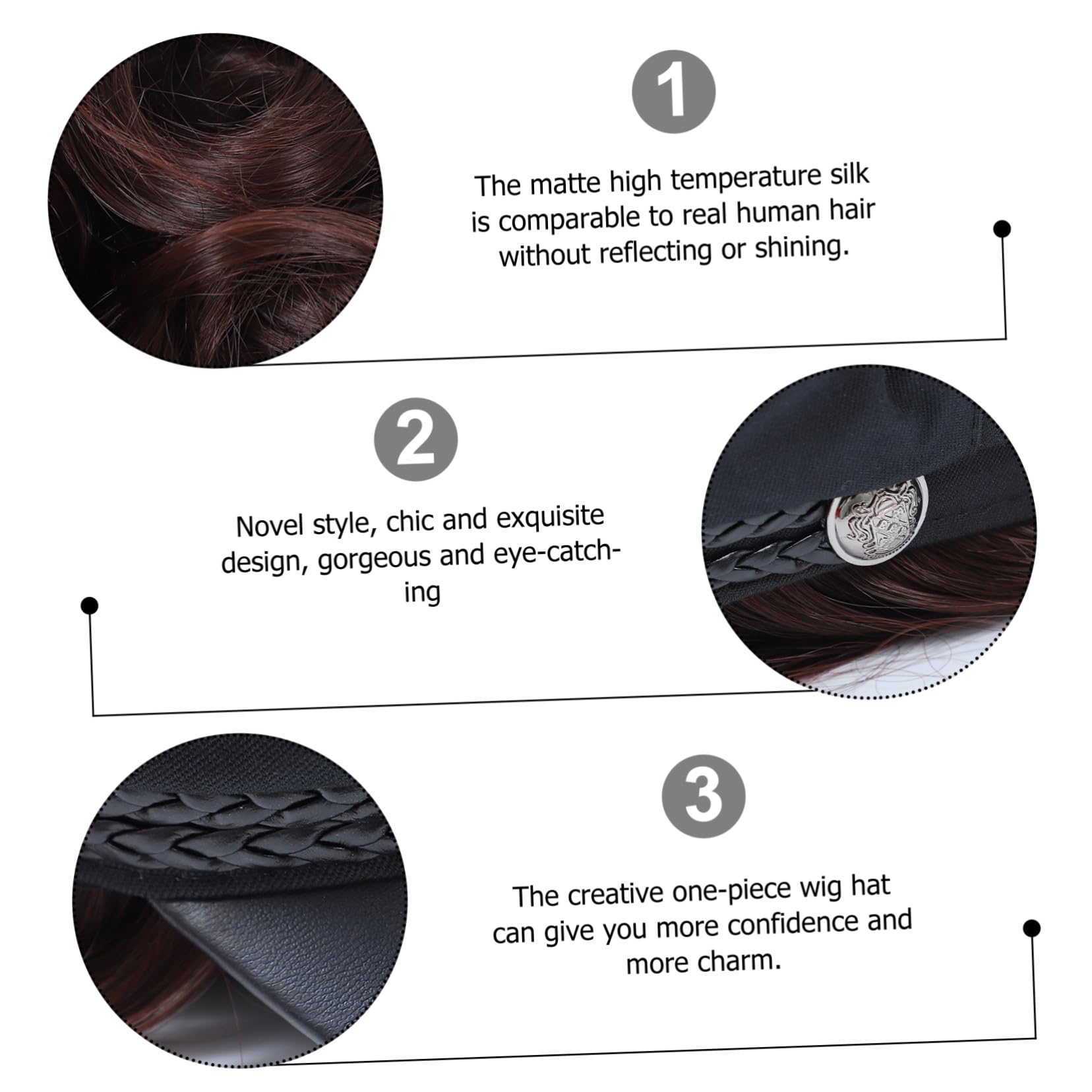 Homoyoyo Peluca Sintética con Gorro para Mujer Naturales Largas Accesorio de Cabello Realista y Cómodo para Fiestas y Diario