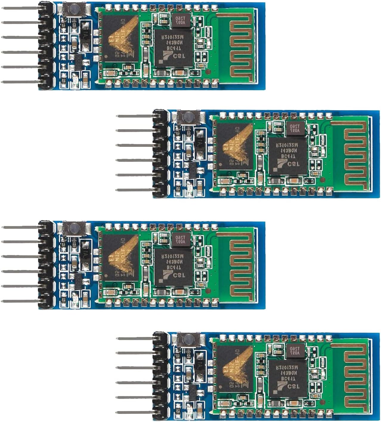 4pcs HC-05 Wireless Bluetooth RF Transceiver Master Slave Integrated Bluetooth Module 6 Pin Wireless Serial Port Communication BT Module for Arduino