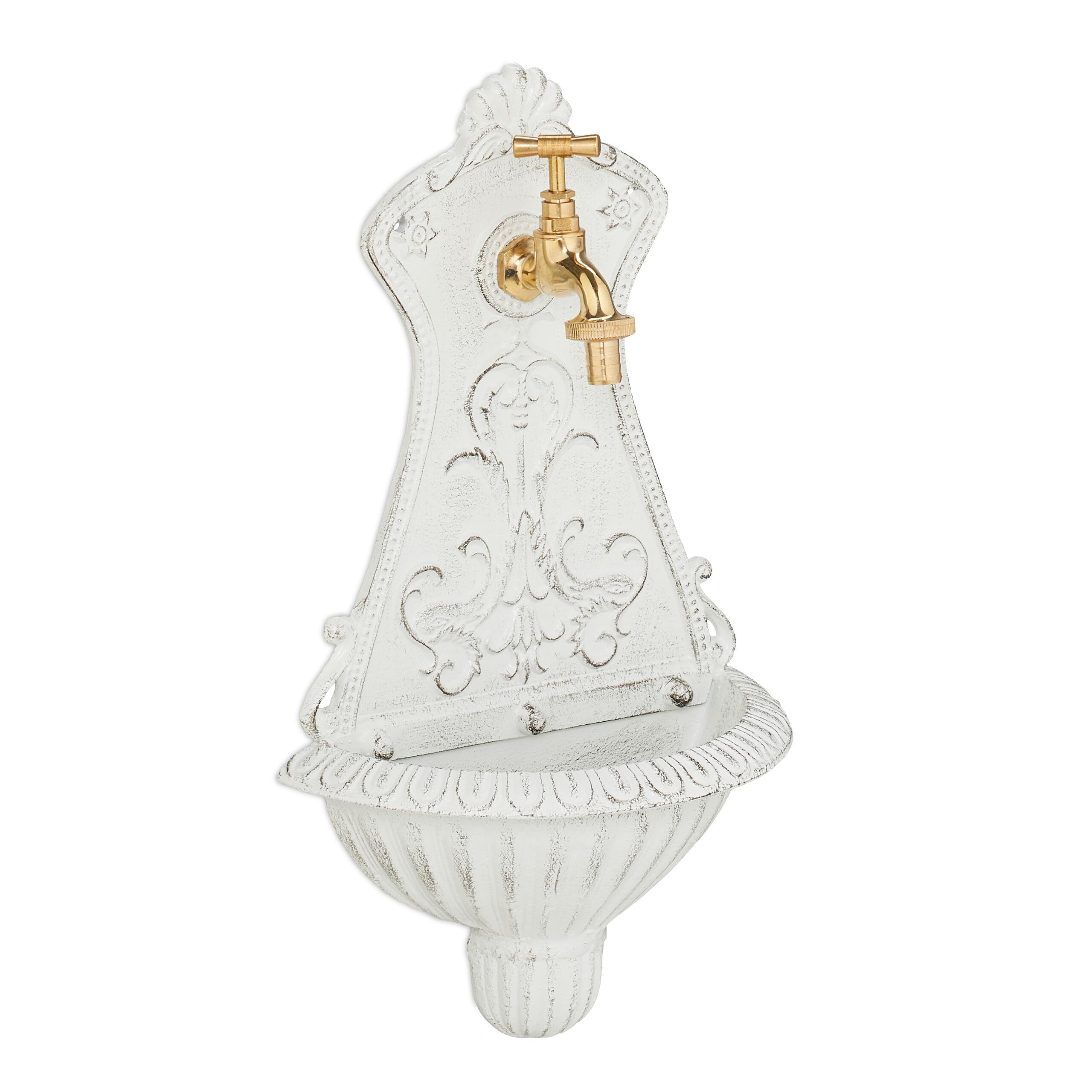 Fontana A Muro Da Esterno Relaxdays - In Alluminio Verde/Oro, 40x24.5x15cm, Per Giardino E Terrazzo - Foto 12