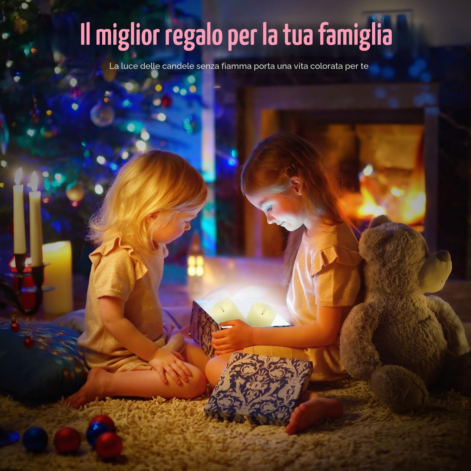 Candele LED Senza Fiamma, Bianco Caldo Multicolor Real Wax Pilastro Luce Candela Ricaricabili USB, con Telecomando e Timer, Lampada Candela per Natale Feste Decorazione Casa Matrimonio