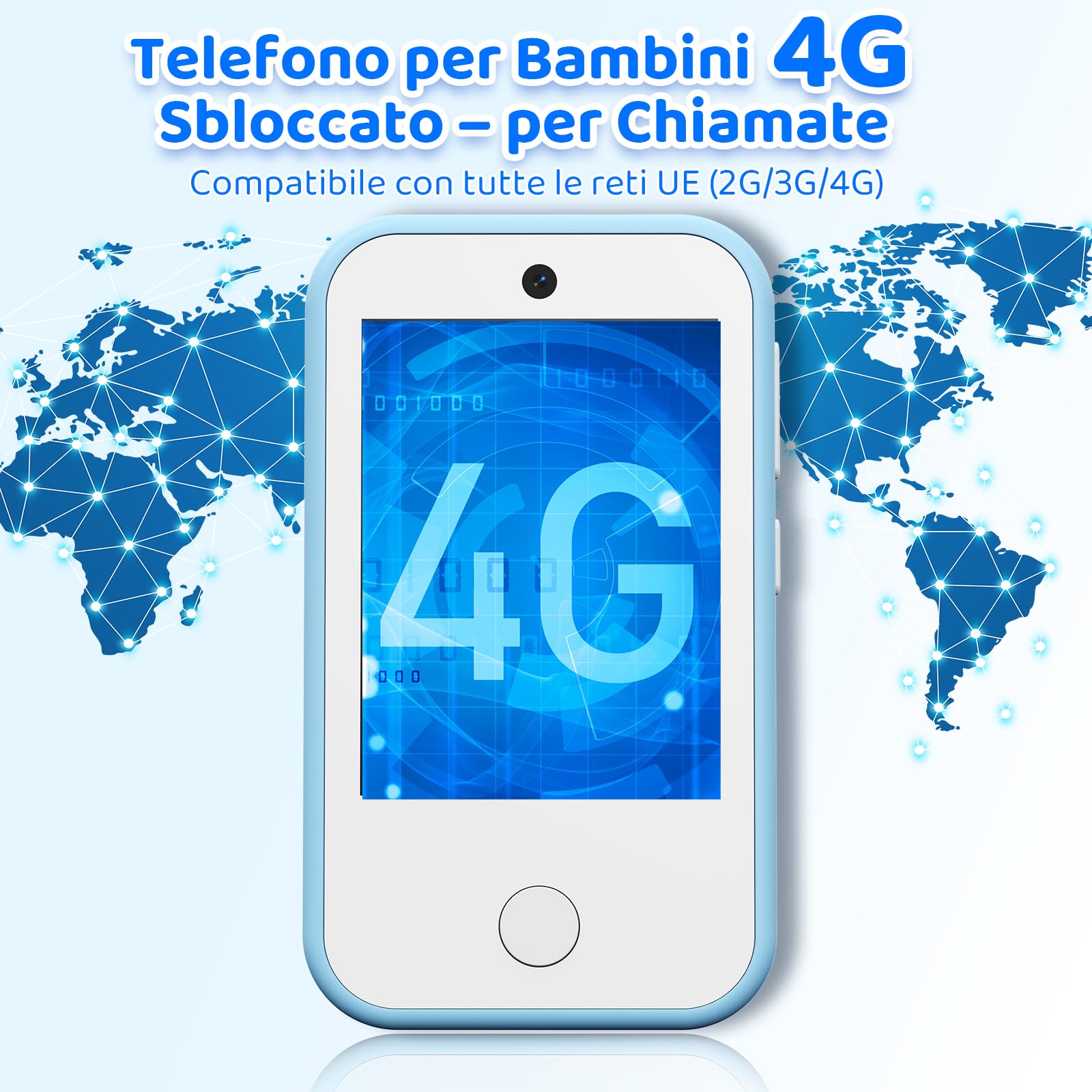 CHAKEYAKE Telefono per Bambini, Smartphone Bambini 4G Sbloccato con Chiamate, Touch Screen, Doppia Fotocamera, Giochi Educativi, Lettore Musicale, Regalo per Ragazzi e Ragazze 3-9 Anni, Blu