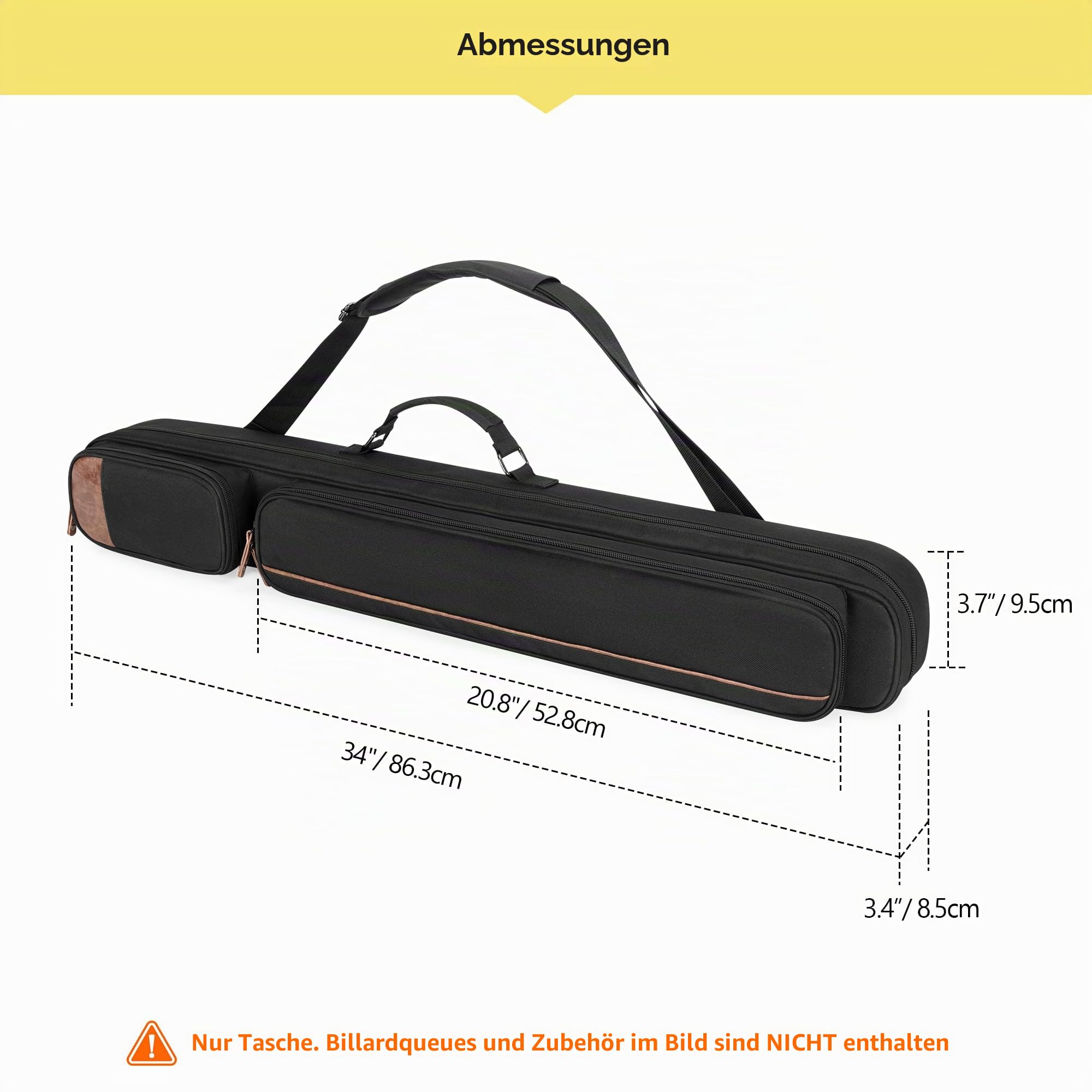 Rexmica Billard Queue Tasche für bis zu Unterteile und Schäfte, Billiardstock Tasche mit Griff und abnehmbarem Schultergurt
