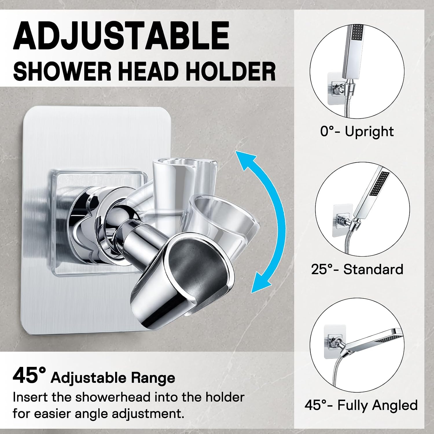 YDmeet Shower Head Holder- Handheld Shower Head Holder with NO Drill Chrome image 3