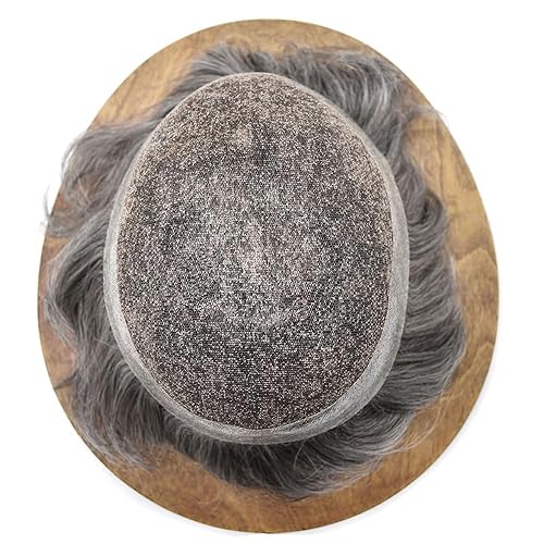 Miniatura 7 de Toupee para hombres Sistema de reemplazo de piezas de cabello para hombres Cabello humano real Encaje suizo para hombre Toupee Hairpieces para