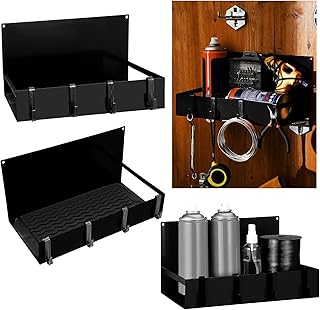 Lineshading 3 Pack Magnet Garage Organizer Magnetic Spice Rack for Refrigerator 20 lb Capacity Shelf Hanging Heavy Duty Magnetic Fridge Side for Organize Garage Tools(Black)