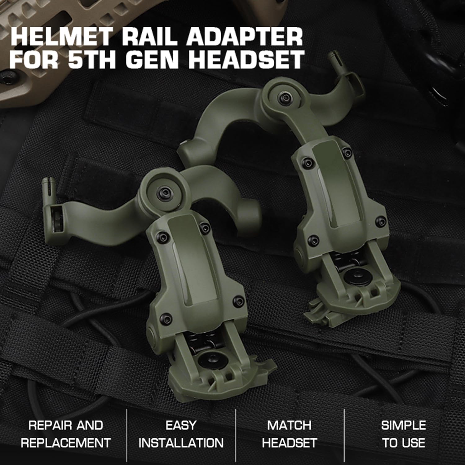 Zhongren Casque Rapide Arc Rail Adapter Tactique Pickup Headset Suspension Casque Support Multi-Angle Rotation pour Ops Core Arc & Team Wendym-Lok Rail, Support pour Casque de Chasse