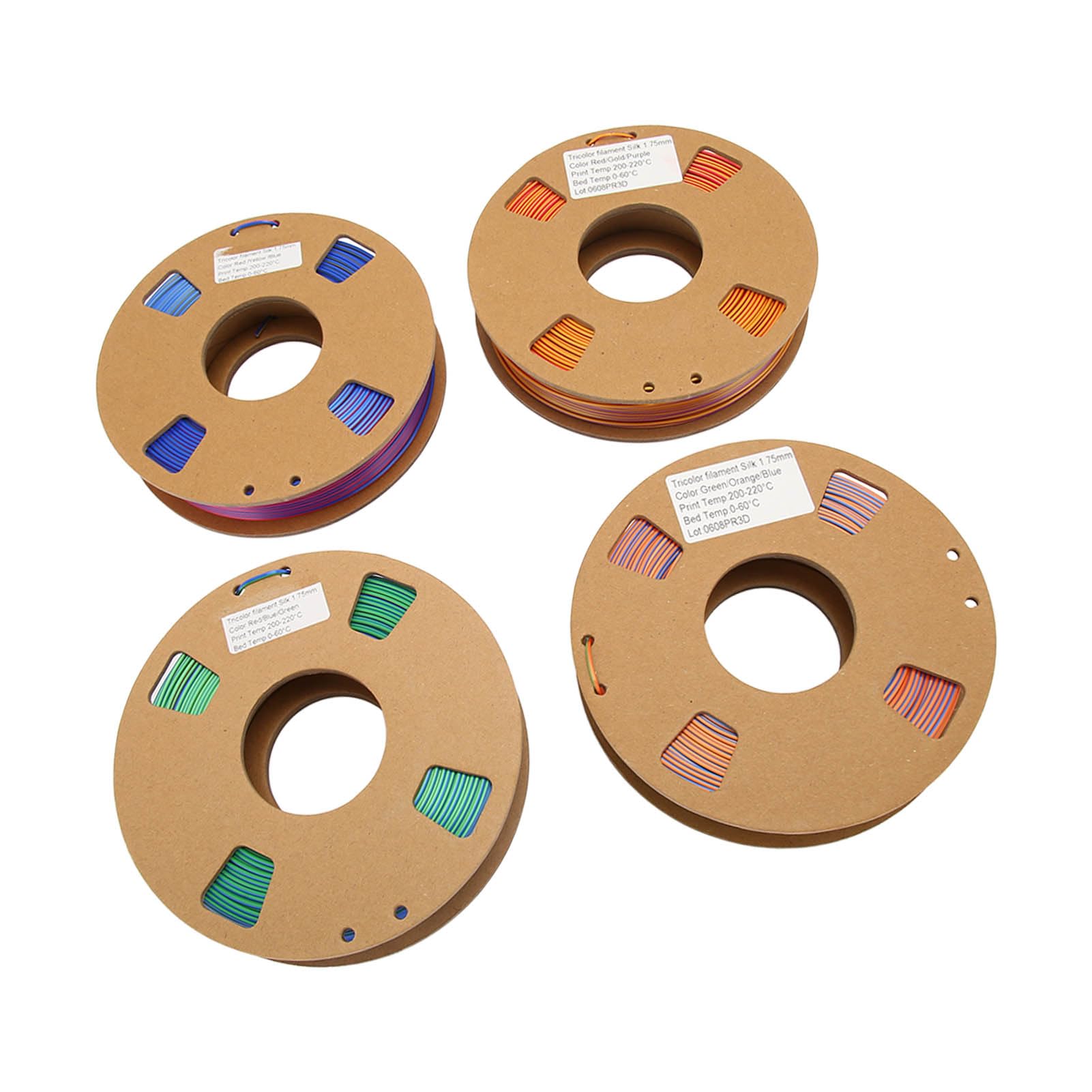 Fyearfly SilkTri-250-4P - Filamento 3D de triple color de 1.75 mm, carrete de PLA de seda, paquete de 4 (4 x 250 g) para modelos suaves y vibrantes, funciona con dispositivos de impresión FDM comunes