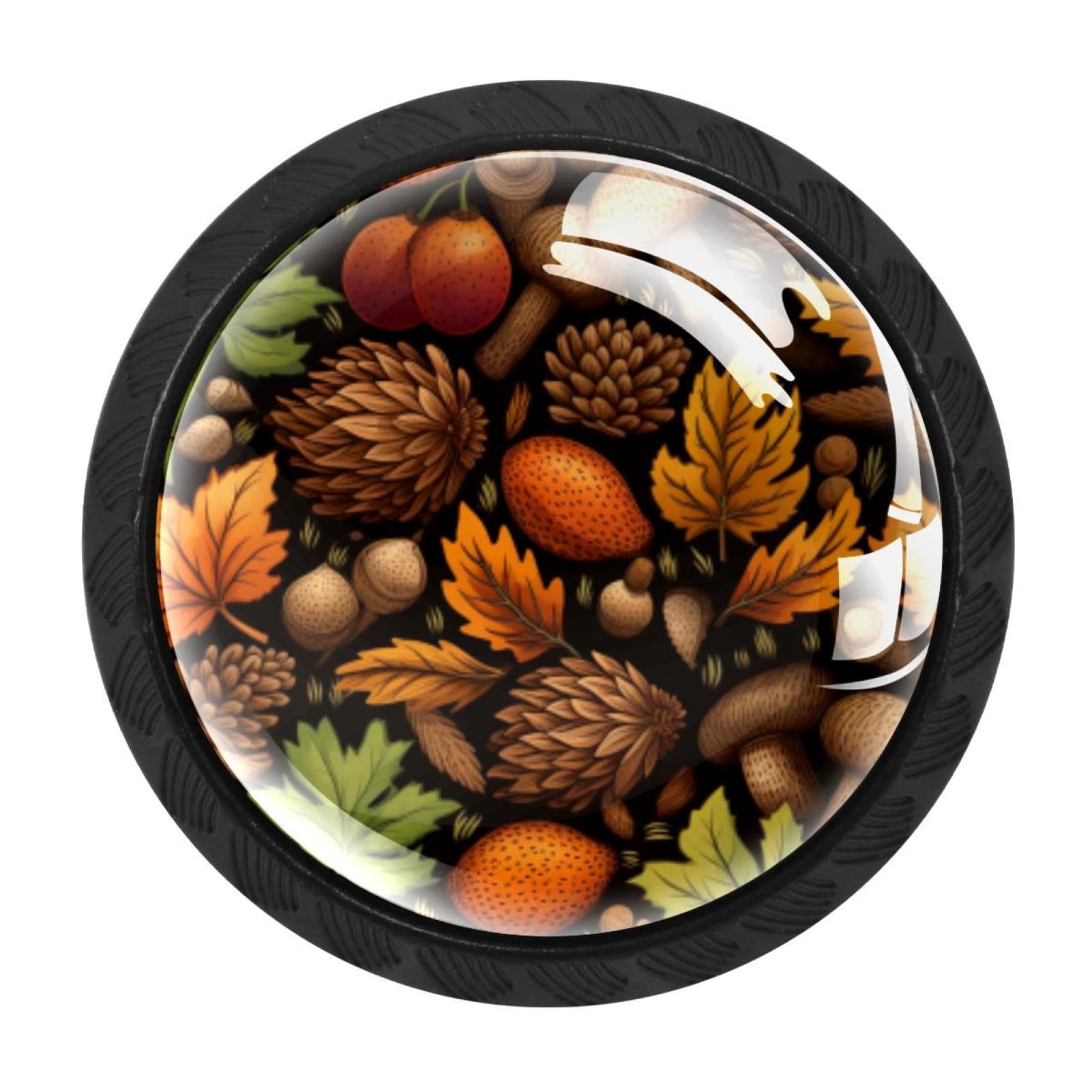 CHENZZZZ Thanksgiving Acorn Drawer Knobs 4 Pack Crystal Dresser Knobs 35mm Glass Cabinet Knobs for Home Office Bathroom