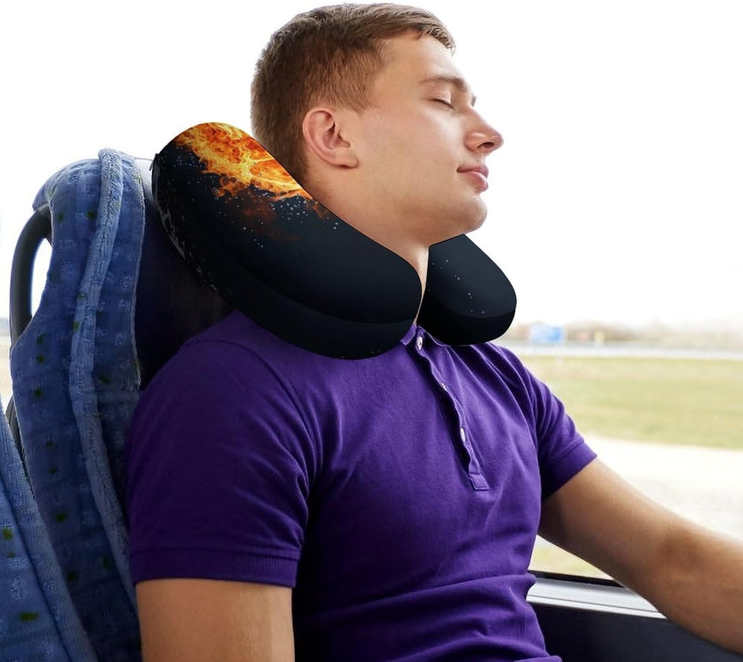 Water Fire Yin-yang Travel Pillow U Shape Neck Pillow Washable Pillowcase for Sleeping Chair