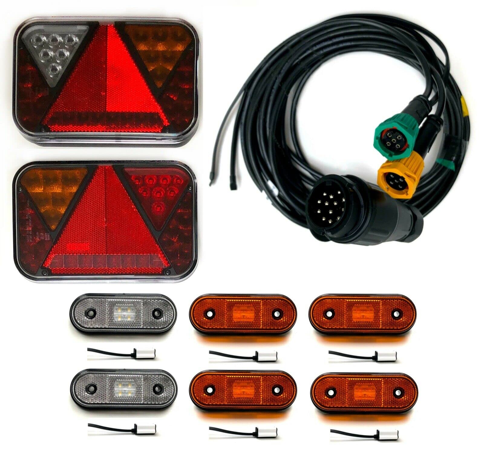 Juego de luces LED traseras para remolque, luces de gálibo LED, cable de 13 pines, 5 m