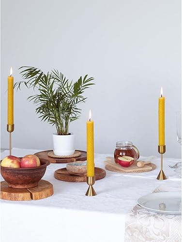 Miniatura 4 de CANDWAX Juego de 6 velas de cera de abeja enrolladas a mano de 8 pulgadas, velas de cera de abeja natural en forma de panal perfectas como velas de