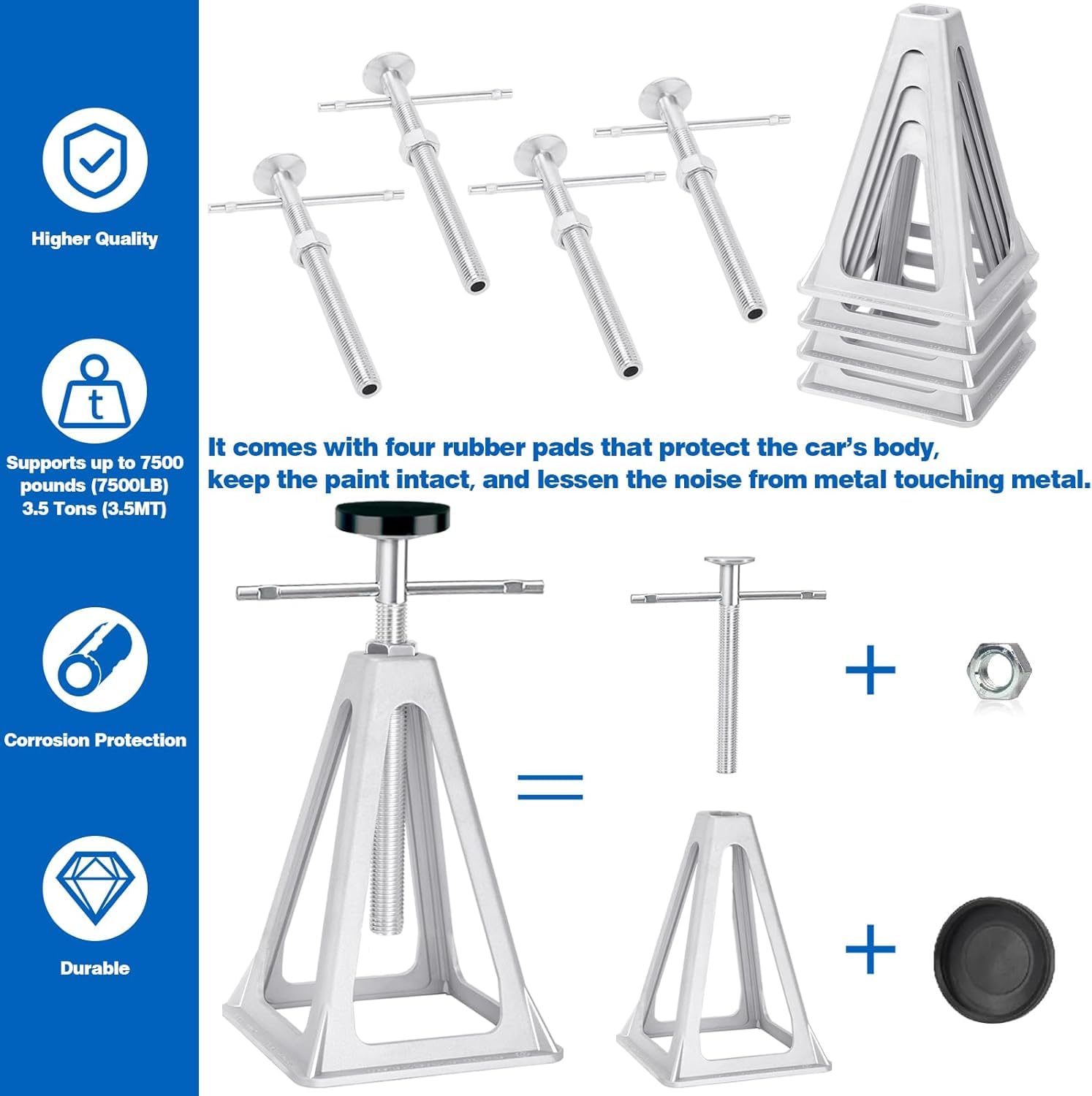HEYOUTH 4 pcs Soportes de Aluminio para caravanas,Aluminio Marcos de Apoyo para remolques y caravanas, Soportes de Apoyo para caravanas de hasta 1000 kg