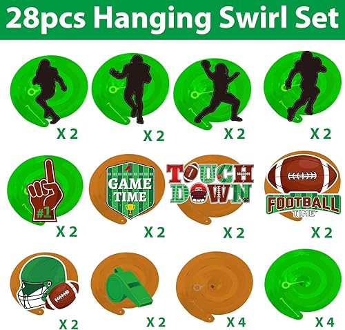 Miniatura 7 de 48 piezas de remolinos colgantes de fútbol, decoración de fiesta de cumpleaños, serpentinas de pared para colgar en el techo, espirales para fiestas