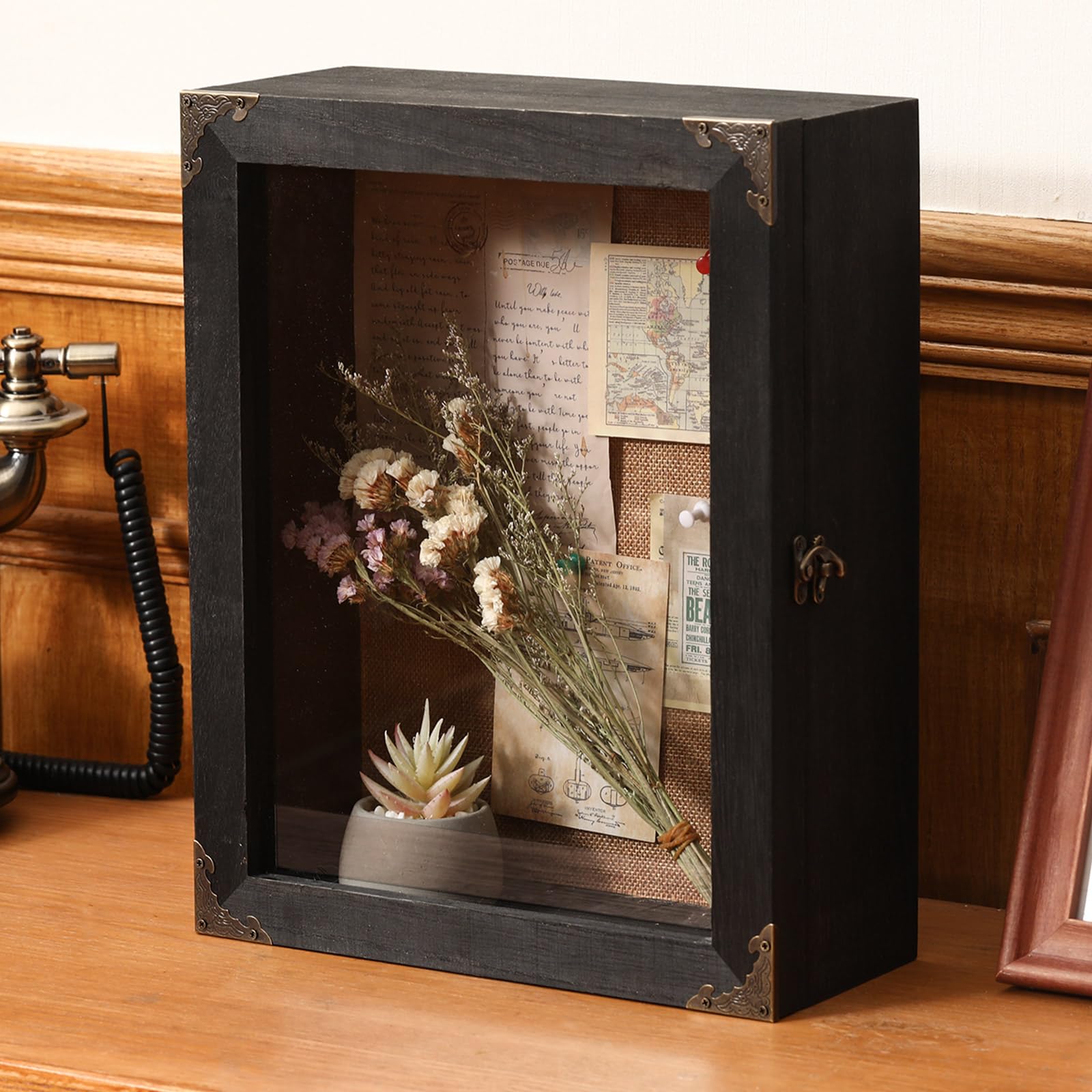 Photo 1 of *MAJOR DAMAGE*
Cinnvoice 11x14 Inch Shadow Box Depth 4.7in Shadow Boxes Display Cases with Cork Board Backing Rustic Burnt Wood Box for Flowers Bouquet Wedding Picture Photo and Keepsake(Black)