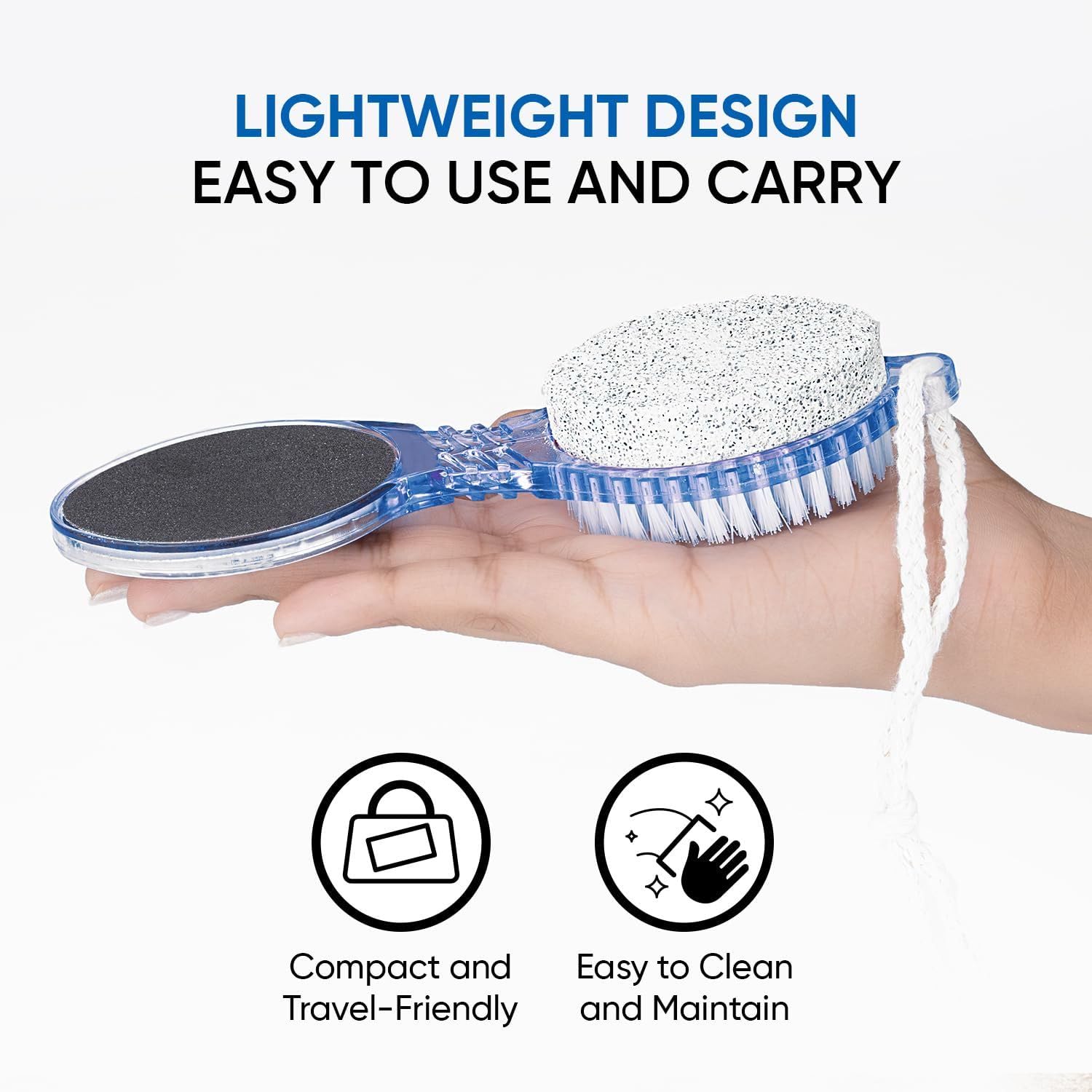 4 in 1 Feet Pedicure Tools with Foot Scrubber, Pumice Stone, Foot Rasp and Black Emery for Home Foot Care, Soft Care | Foot File Callus Remover - Multi Purpose Pedicure & Manicure Tool,