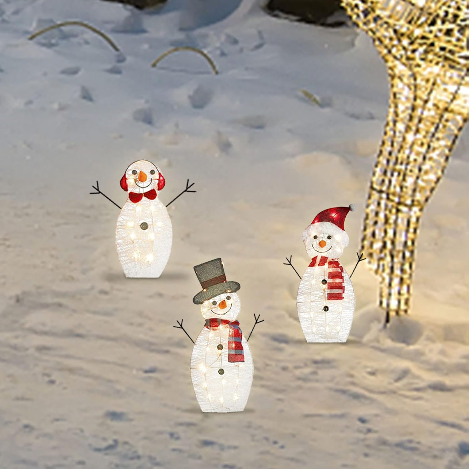 2022 Christmas Lighted Snowman Outdoor Yard Decorations, 20 Lights Pre-Lit Light Up Snowman Family with Battery Lighted, Artificial Acrylic Xmas Decorative Snowman LED Lights : Patio, Lawn & Garden