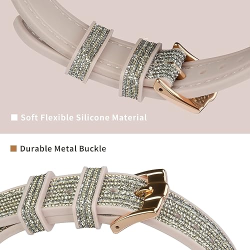 Miniatura 3 de OMECKY Bling - Correa de reloj compatible con correas de Apple Watch de 1.49, 1.57, 1.61, 1.65, 1.65 y 1.73 pulgadas, correa delgada de silicona con