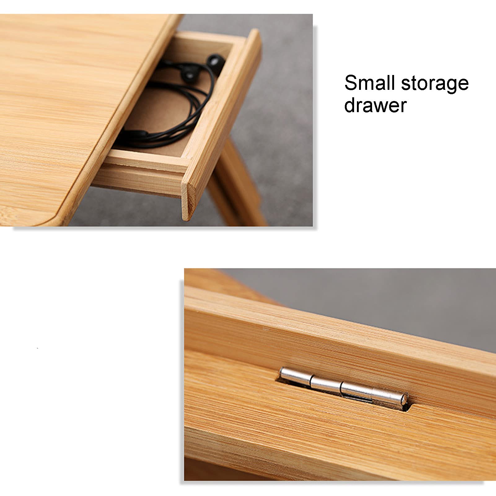 Tavolo in bambù per computer portatile, pieghevole, regolabile, per uso in casa, ufficio, studenti, naturale, 70 x 35 cm
