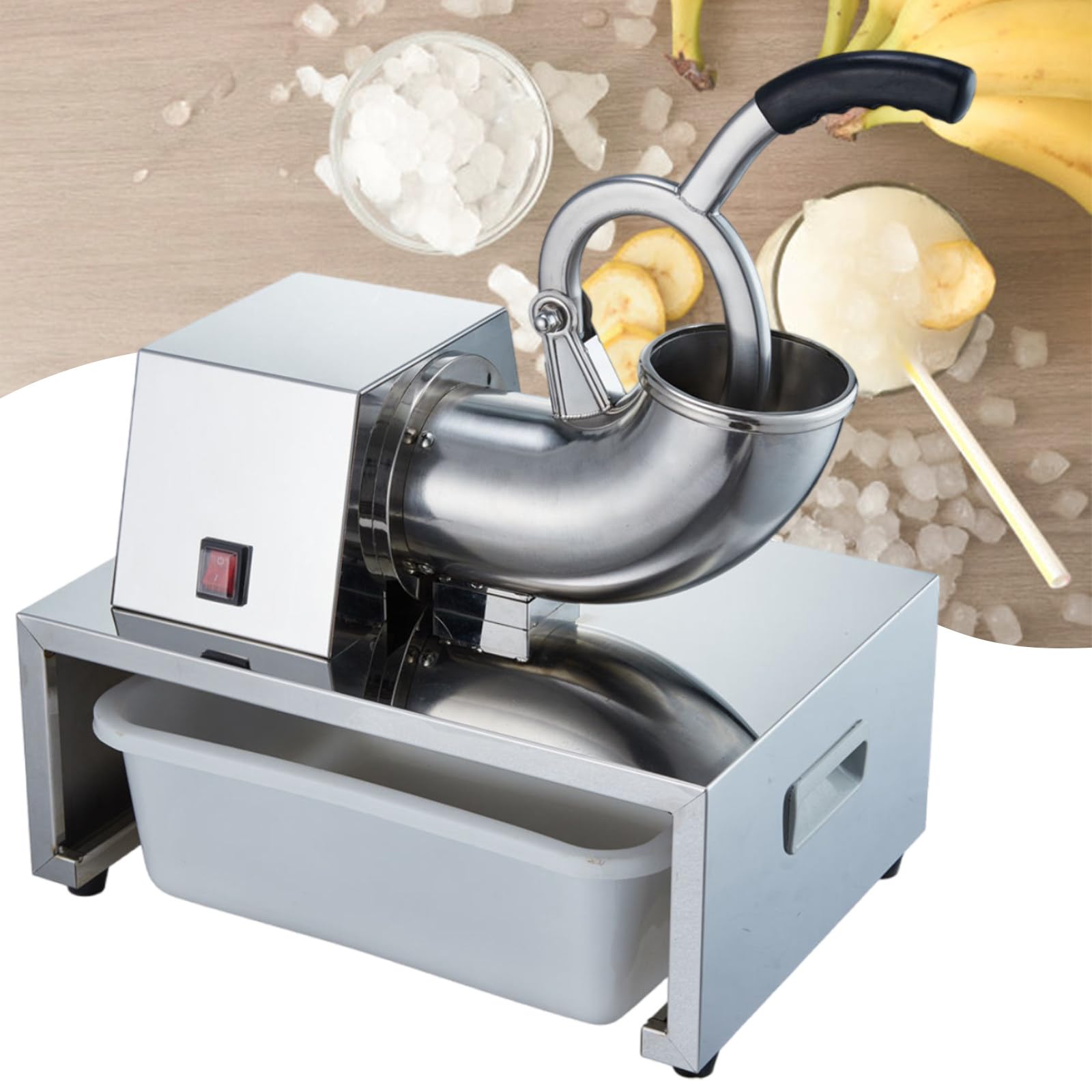 Macchina commerciale del rasoio del ghiaccio, doppia scatola acrilica della cassa del frantoio del ghiaccio dell'acciaio inossidabile per il ristorante domestico del bar