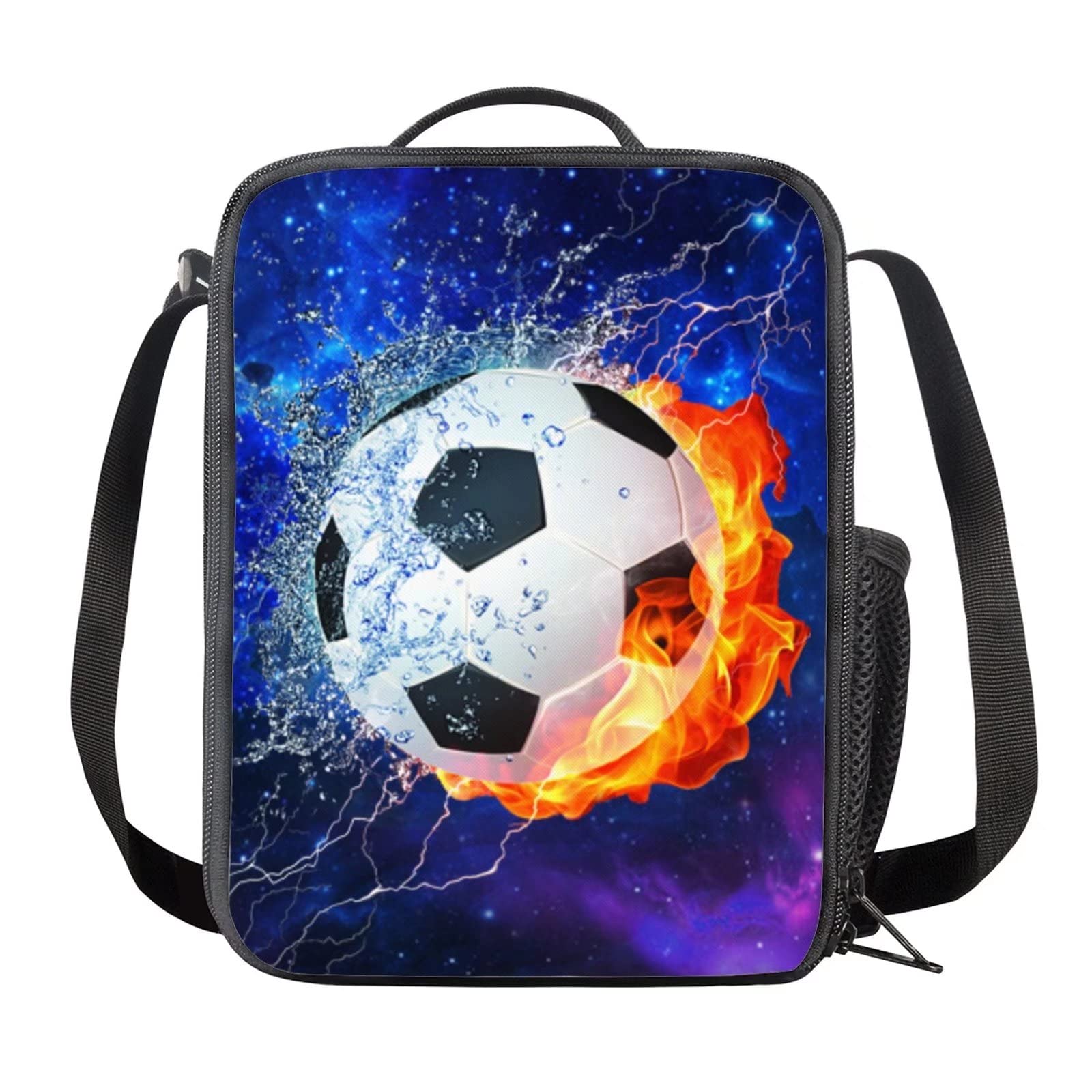 HELLHERO Galaxy Football Lunch Bag Reusable Lunchbag Tote Lunch Box Food Organizer Picnic Handbag for Kids Adults Women Men School Daycare Office Work