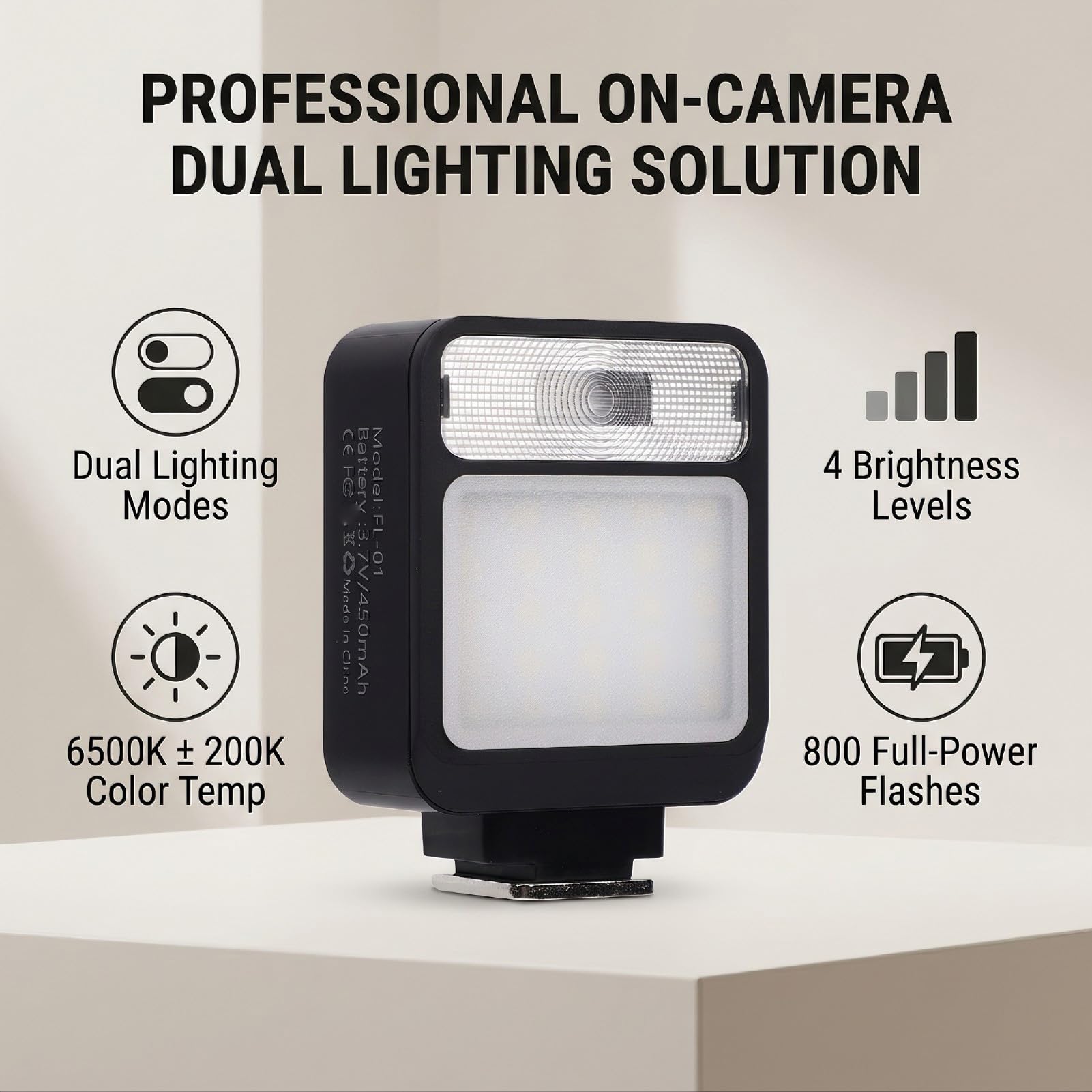 Cryfokt Luce Video LED per Fotocamera, Flash GN8 con Attacco Hot Shoe di