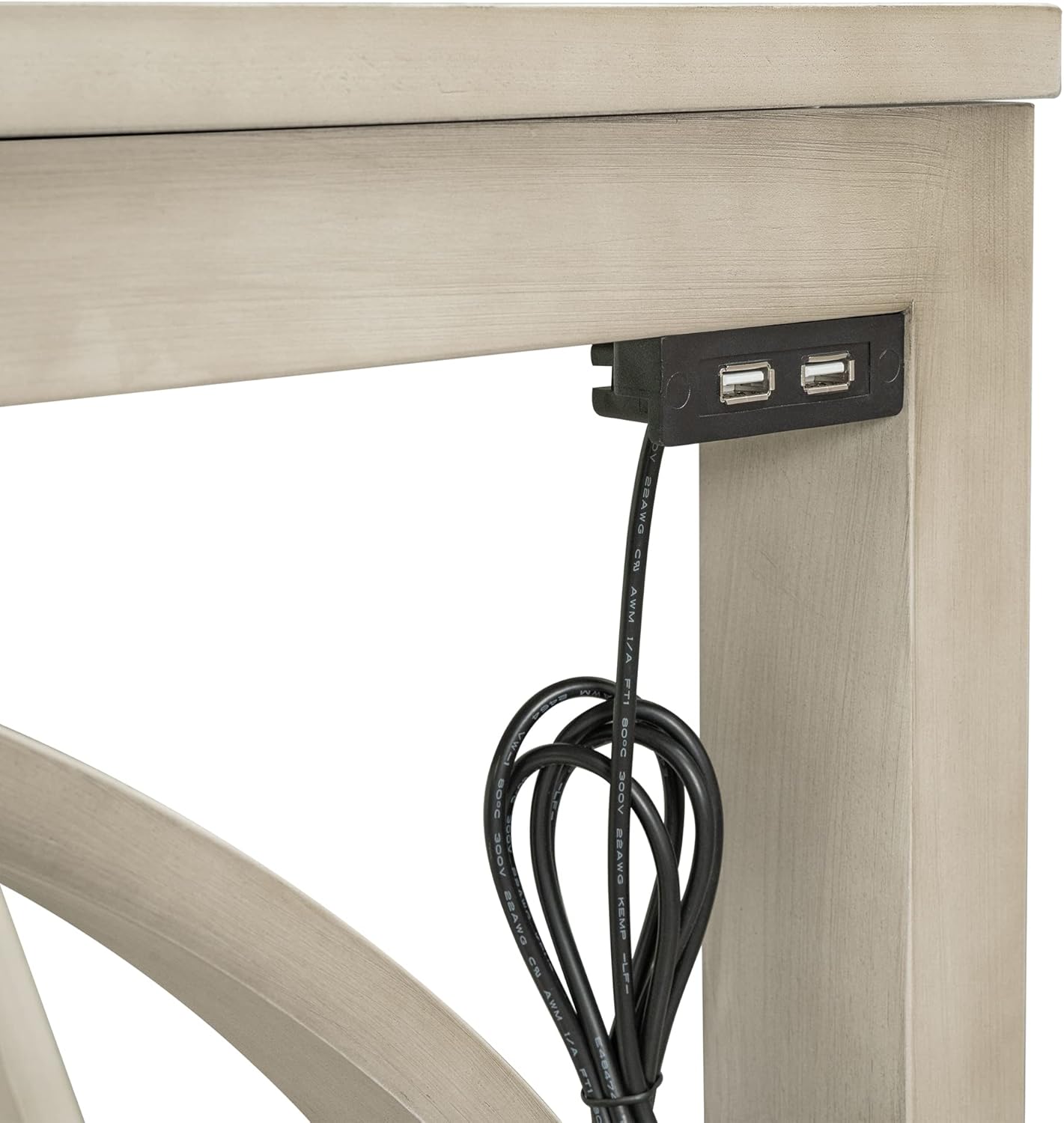 Grey Counter Height Dining Table Set with Built-in USB Ports