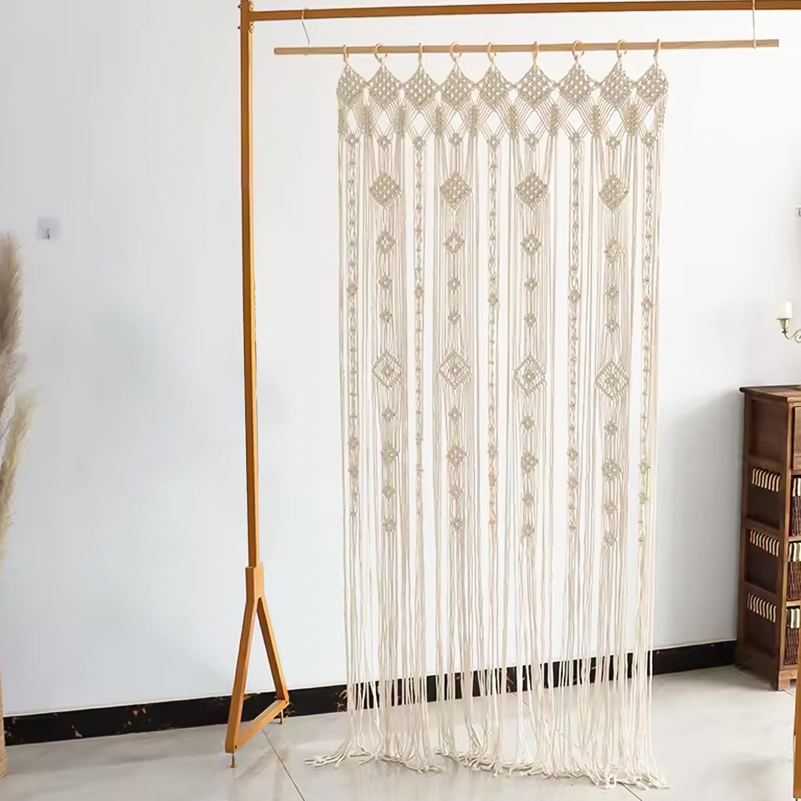 Makramee-Wandbehang-Vorhang,Boho Türvorhang,35.43*74 in,Mittel Gewebt Tapisserie Makramee,Handgewebte Baumwollseil Türvorhänge,für Wohnzimmer Schlafzimmer Bohemian Home Decor Hochzeit Kulisse