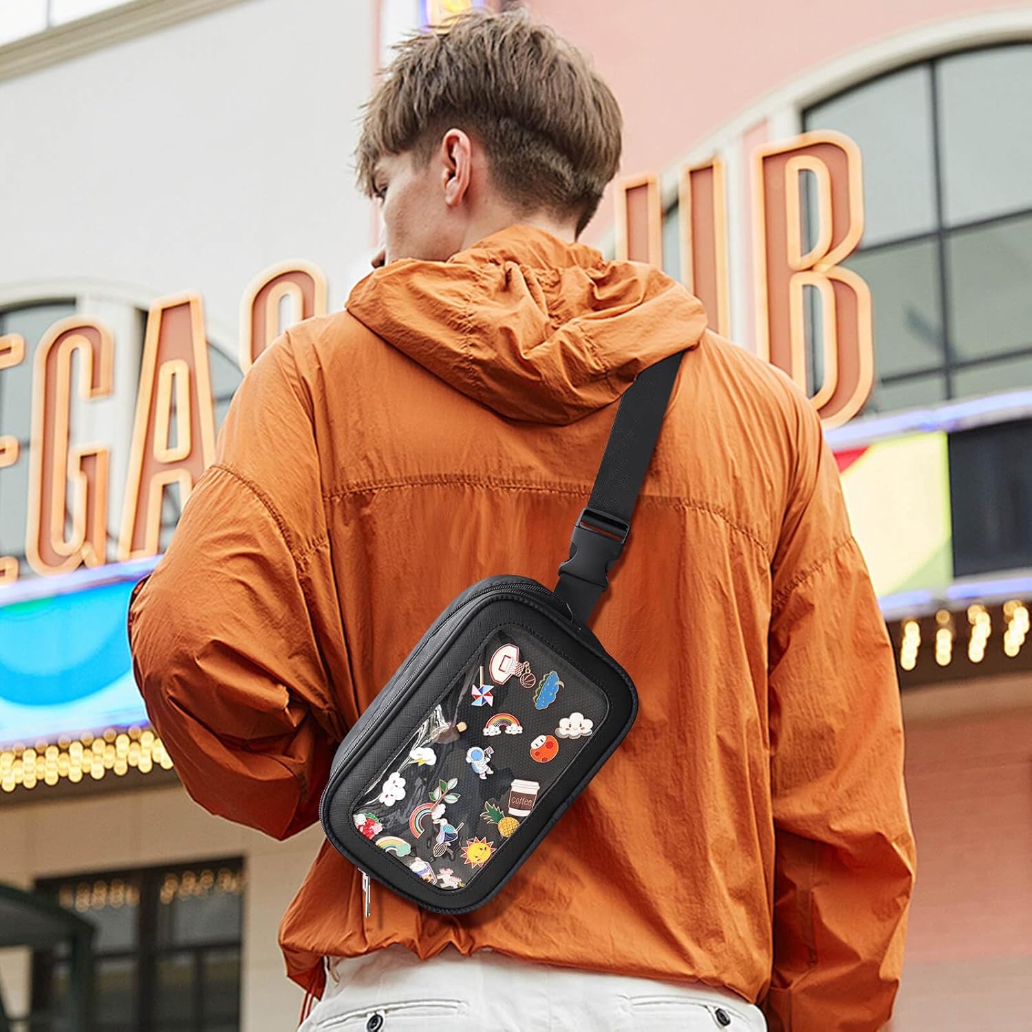 Pin Bag Fanny Pack, Ita Bag Storage Pins Crossbody Belt Bags for Women Girls Gifts, Black Display Bags for Sports Memorial Travel Brooches(No Pins Included) - Image 4