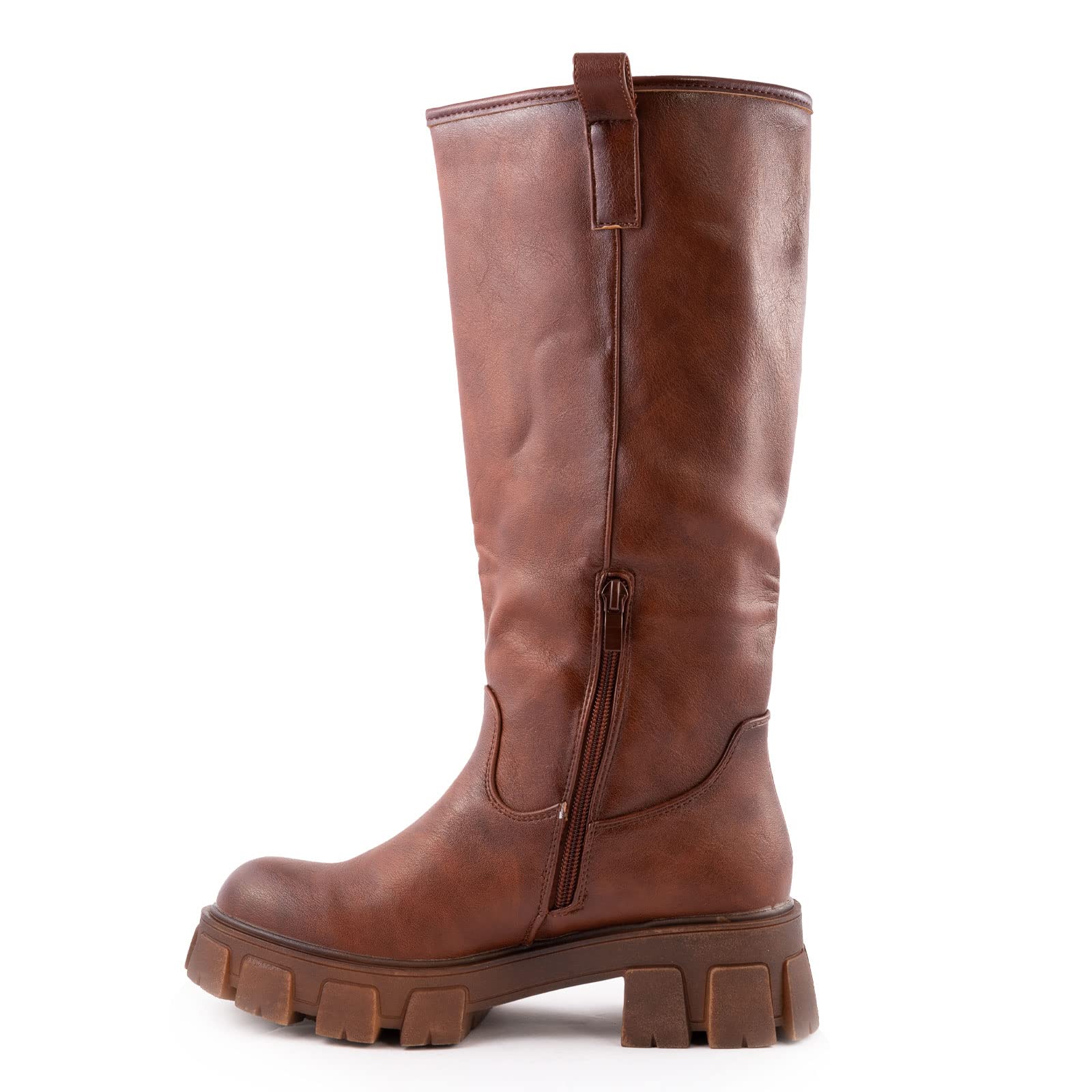 Toocool Bottes de moto pour femme motard bottes d'hiver chaussures décontractées YG882, marron, 37 EU
