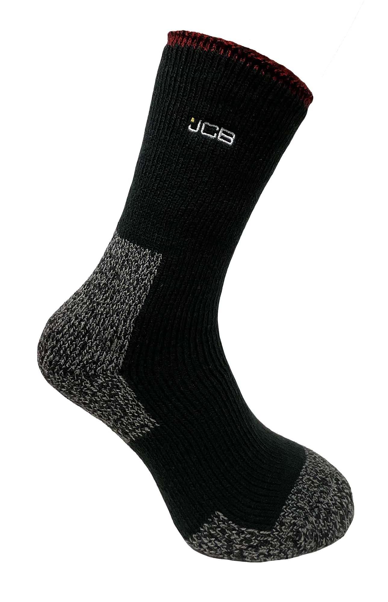 JCB - Mens Thermasock Work Socks | 1 pack | Black | UK 6-8.5 EUR 39-43 | Mens Thermal Winter Warm Socks