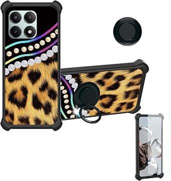 Aroepurt Case Compatible for Redmi K70E Phone Case Cover [with Tempered Glass Screen Protector][Hard PC + Soft Silicone][Ring Support] [Colorful Reflect Light] IMDH-ZBW