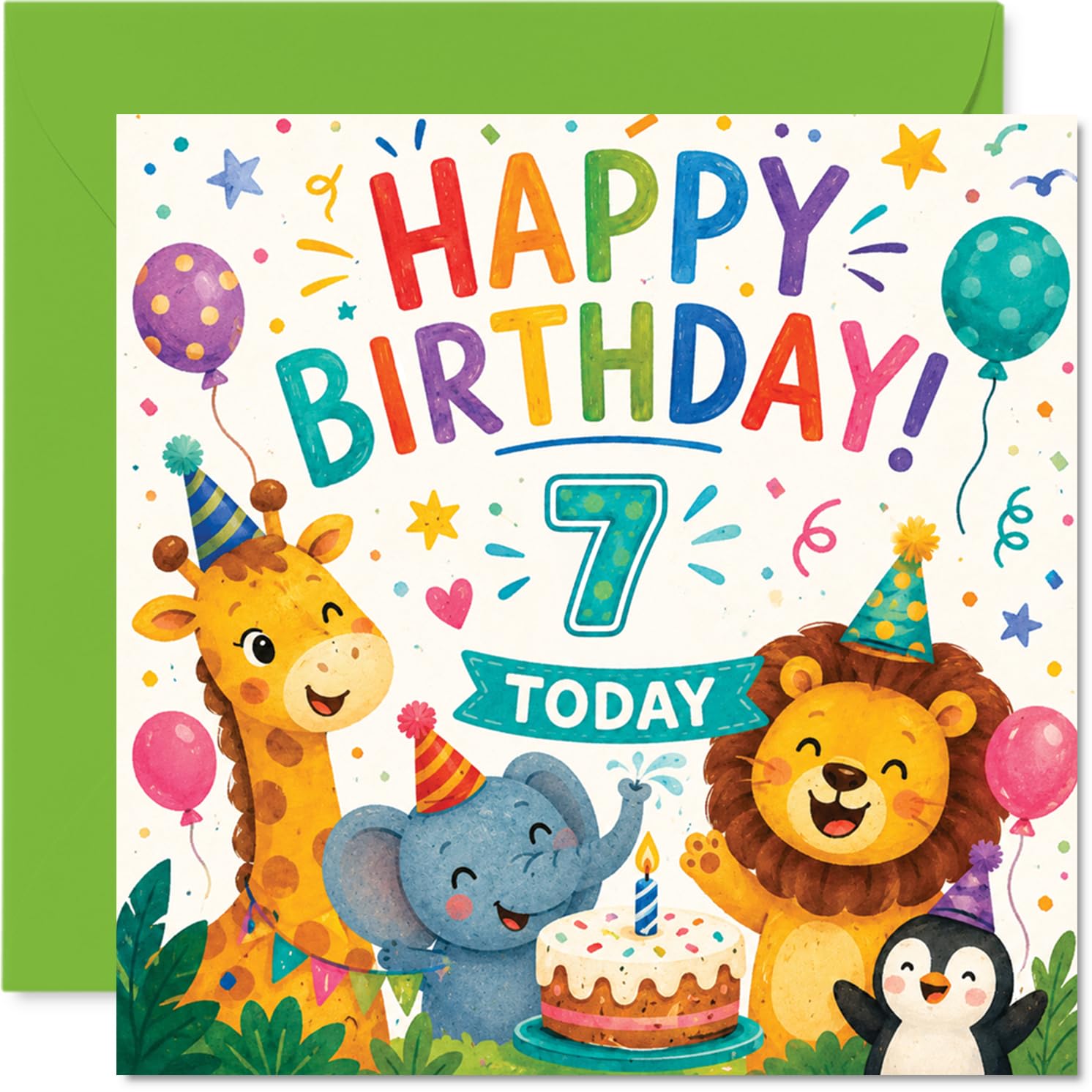 Playful 7th Birthday Card, Bursting with Birthday Fun