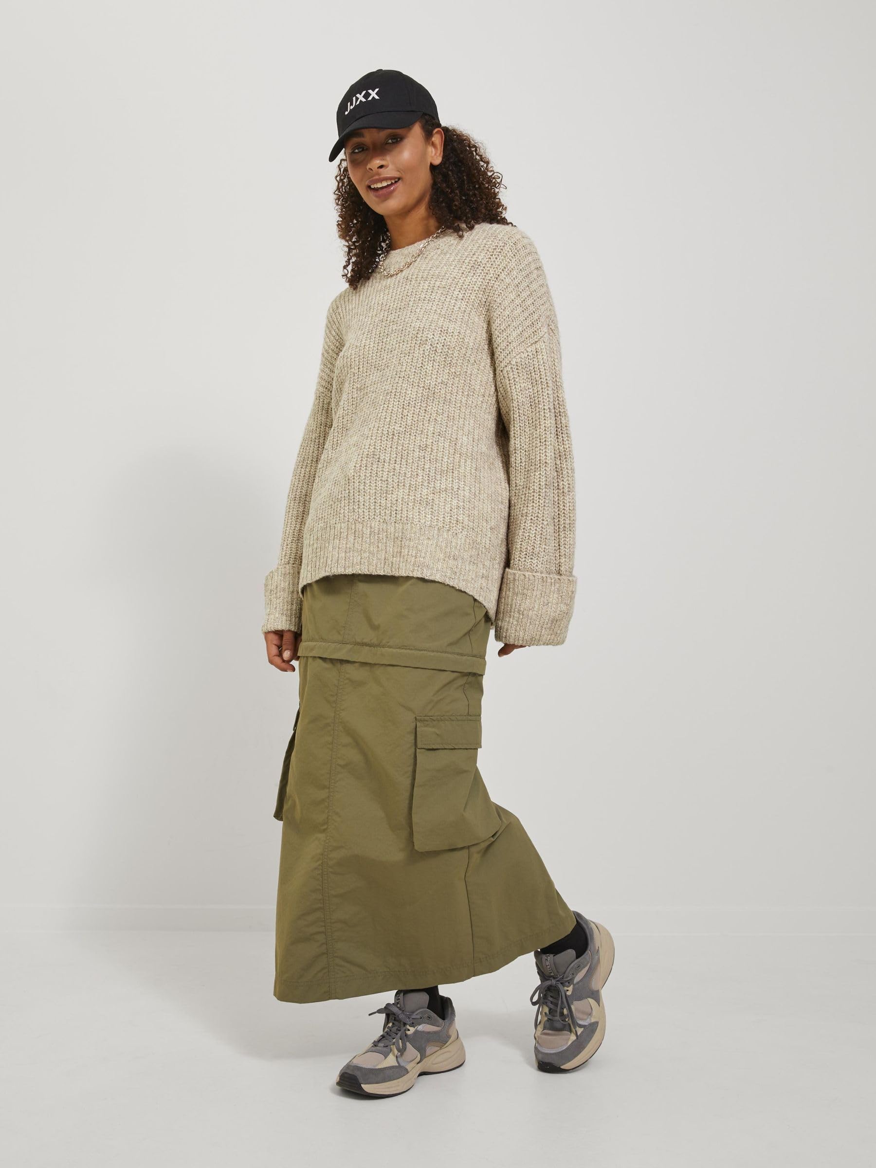 JACK & JONES Jxellinora Crew Neck Knit sweter damski z dzianiny, biały, L